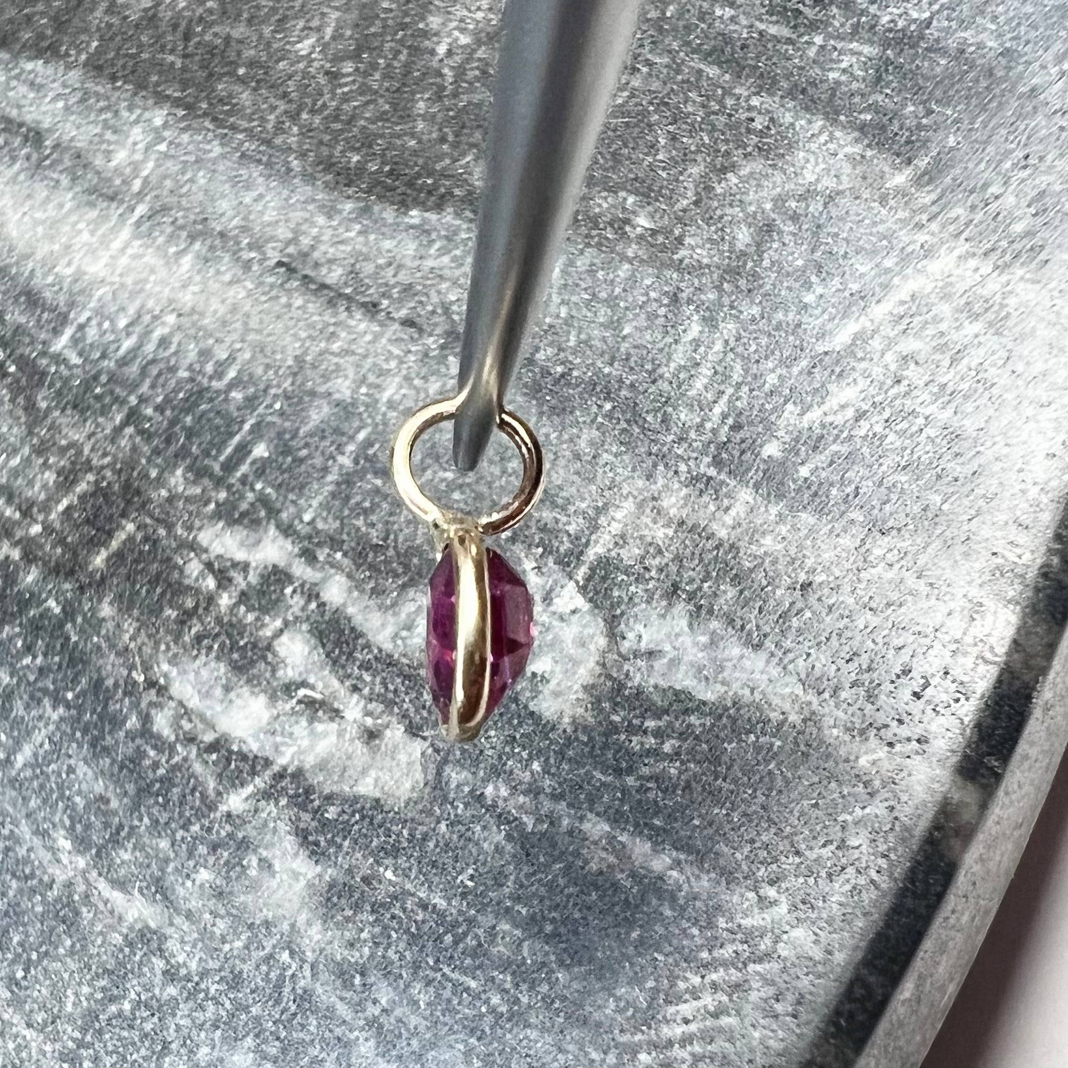 .59CT Natural Oval Ruby 14K Yellow Gold Pendant Charm 10x4mm
