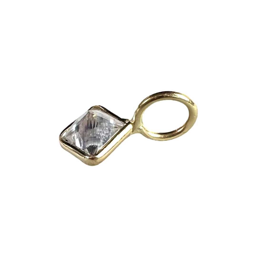 .27ct Princess Cut Diamond Pendant Charm 14K Gold 9x5mm