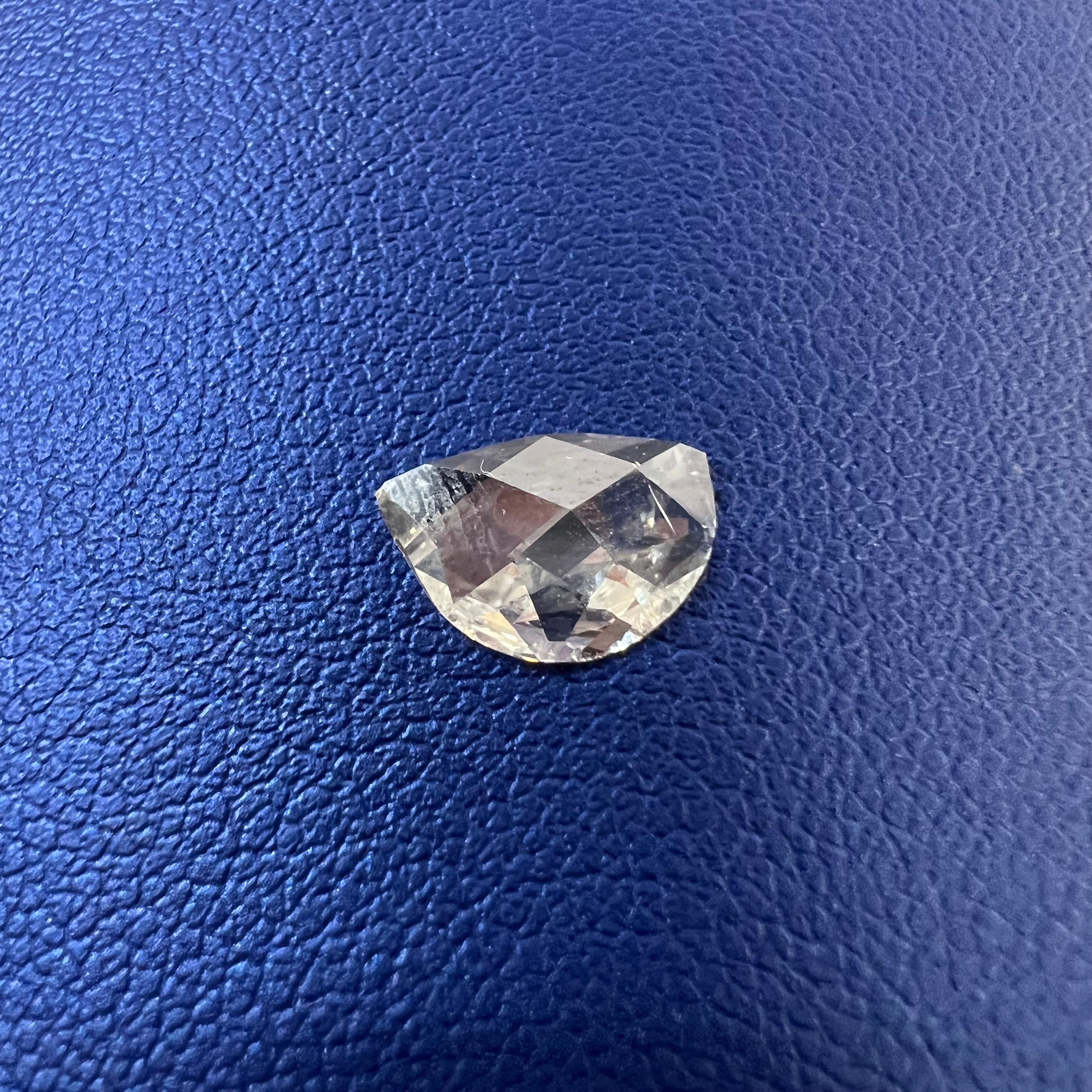 1.01CT Half Moon Rose Cut Diamond H I2 9.68x6.51x2.46mm Natural Earth mined