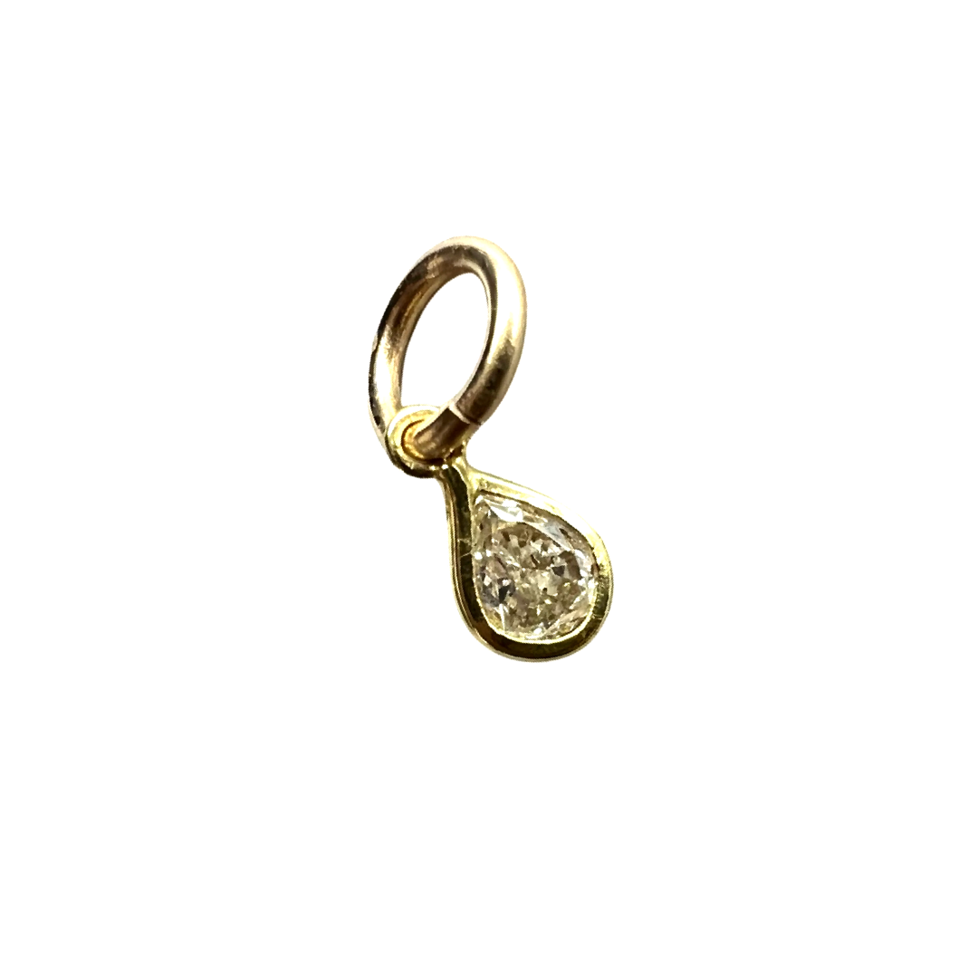 .12CT Canary Yellow Diamond Pear Pendant Charm 14K Yellow