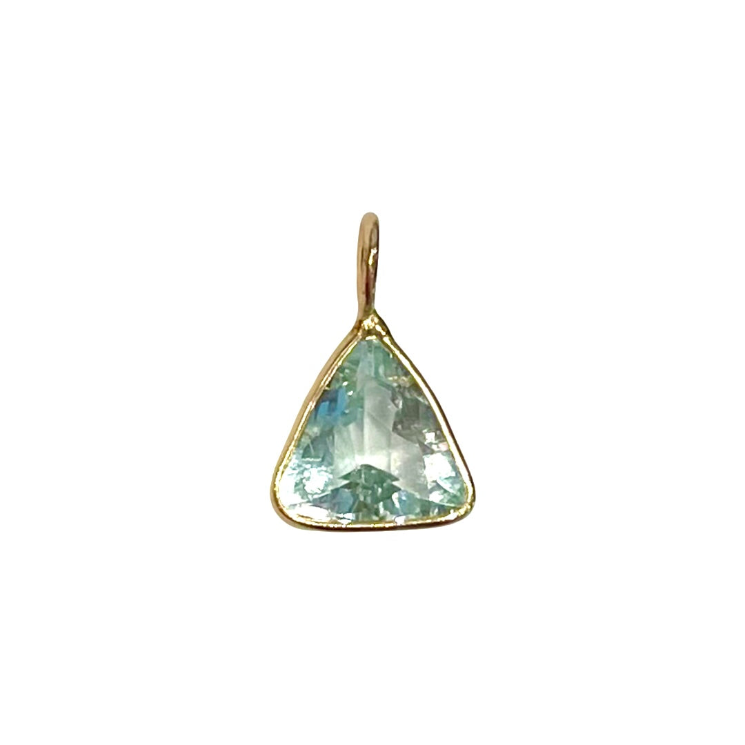 Natural Trillion Cut Aquamarine 14K Yellow Gold Pendant Charm 13x8mm