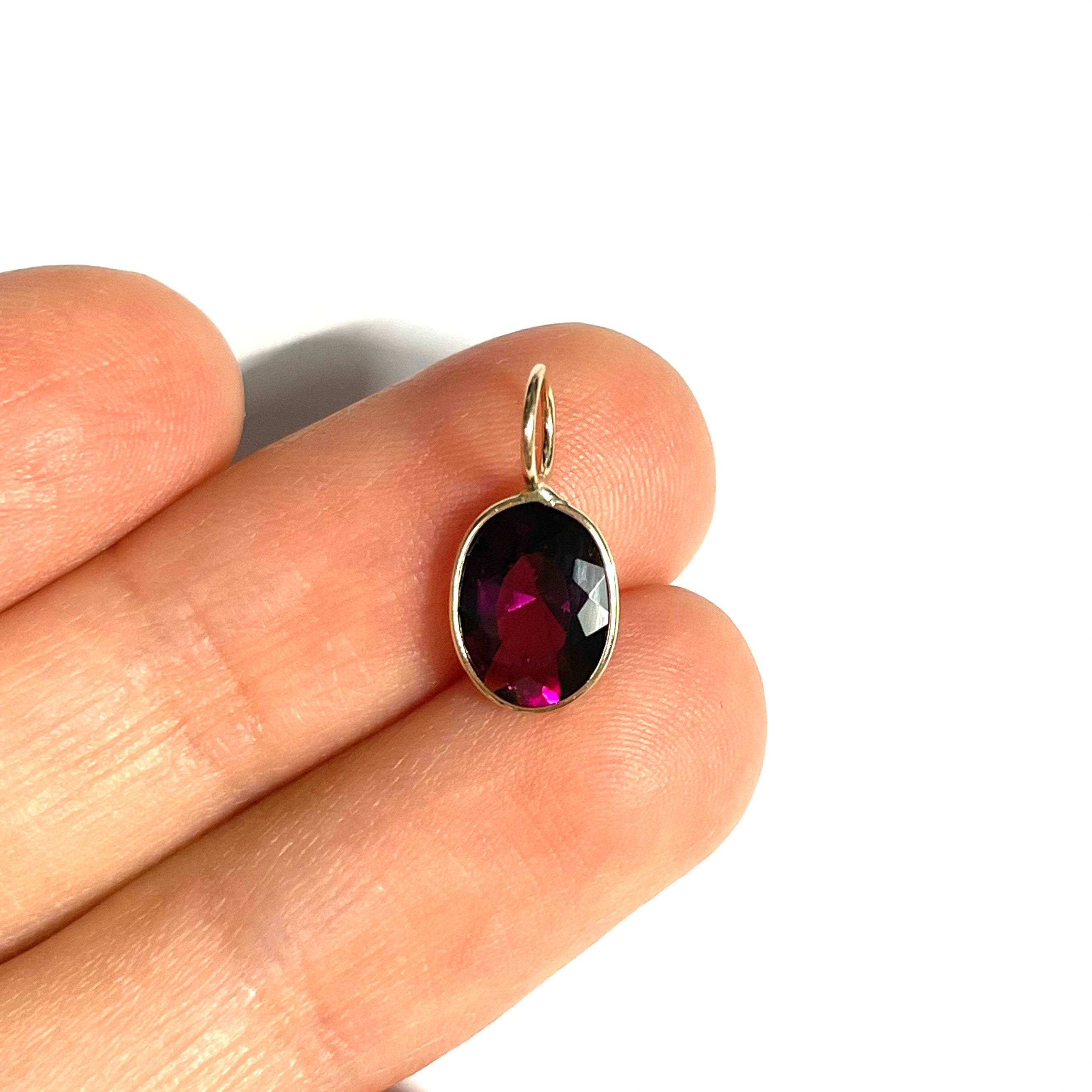 Natural Garnet 14K Yellow Gold Pendant Charm