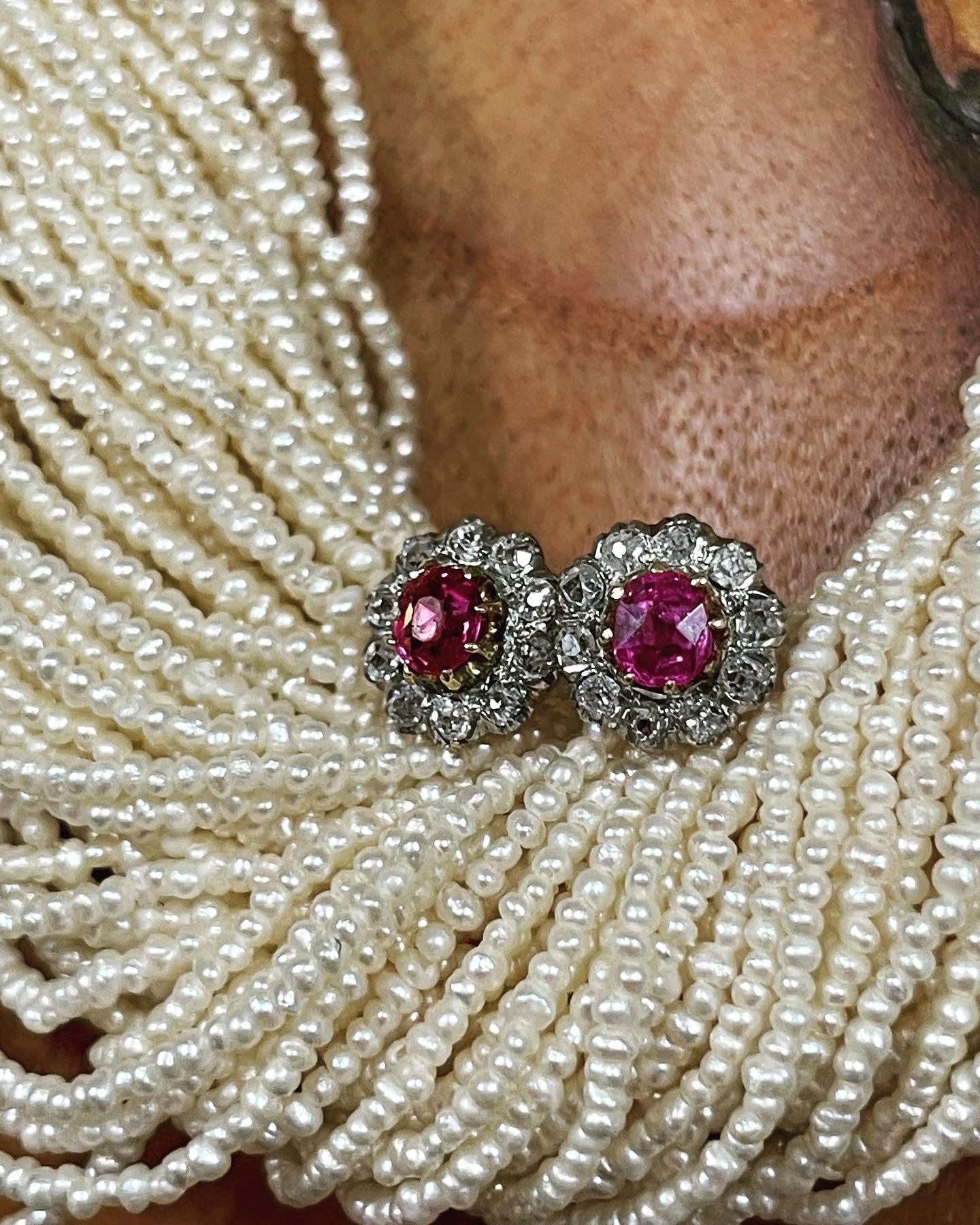 Antique Victorian Old Mine Cut Diamond Halo Earrings 18K Gold