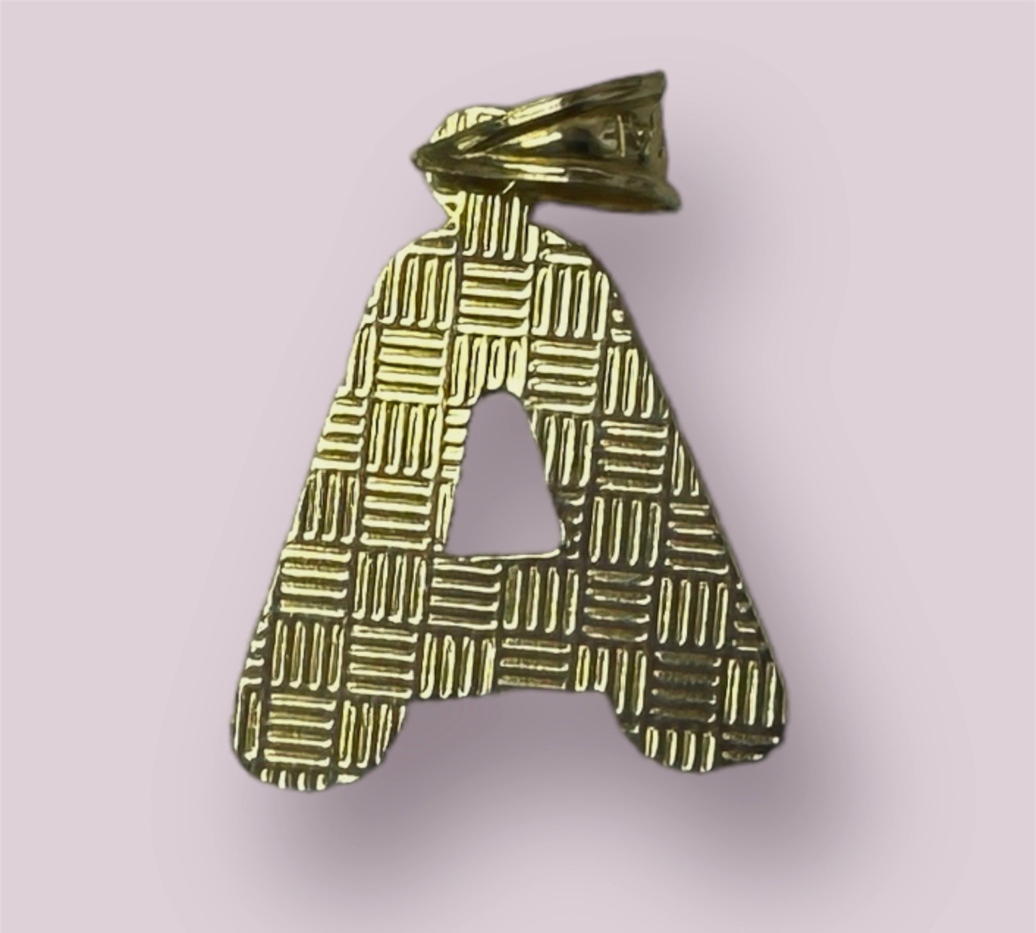 Initial A Puffy Balloon Letter 10K Yellow Gold Pendant