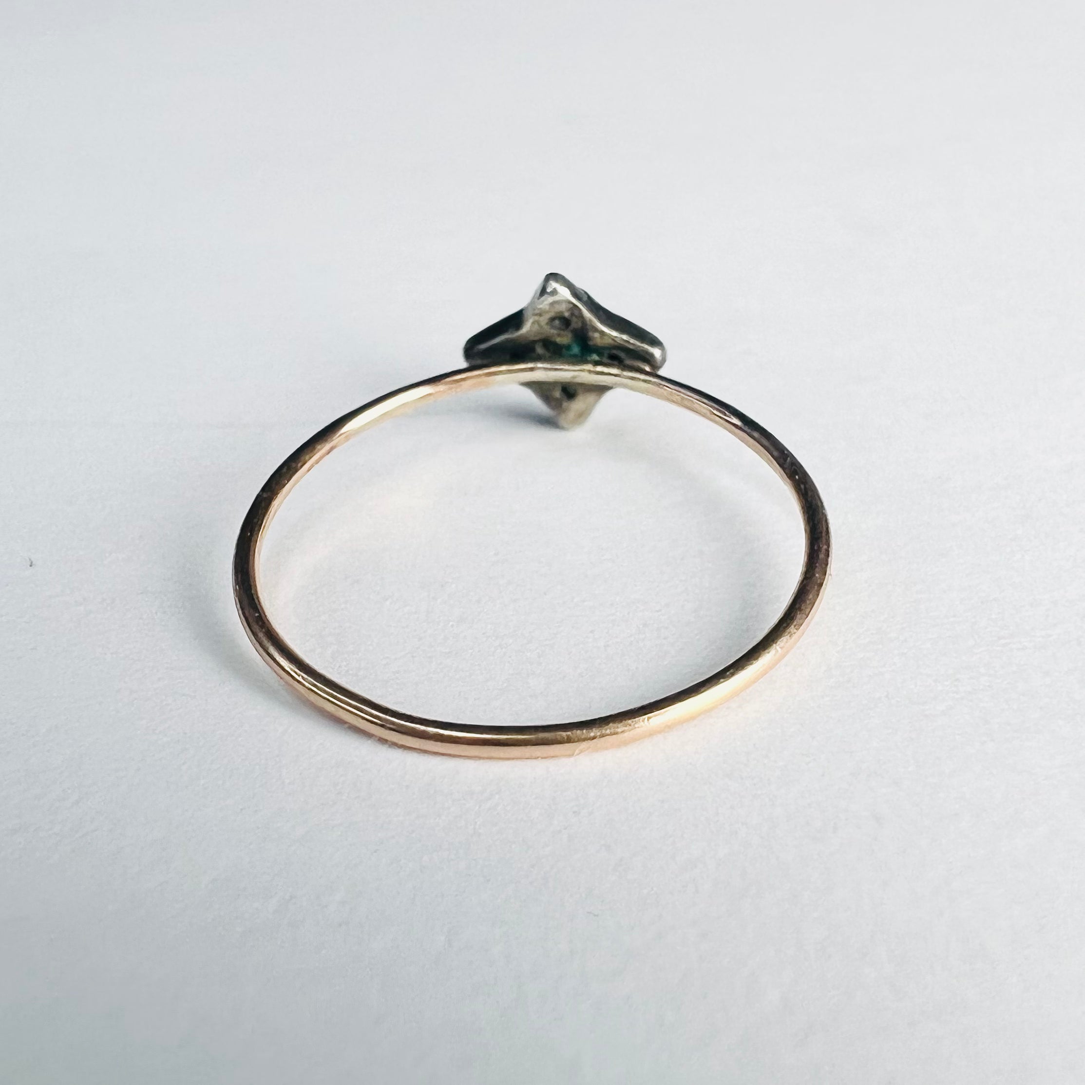 Antique 14K Rose Gold Rose cut Diamonds Star Dainty Ring Size 5.25