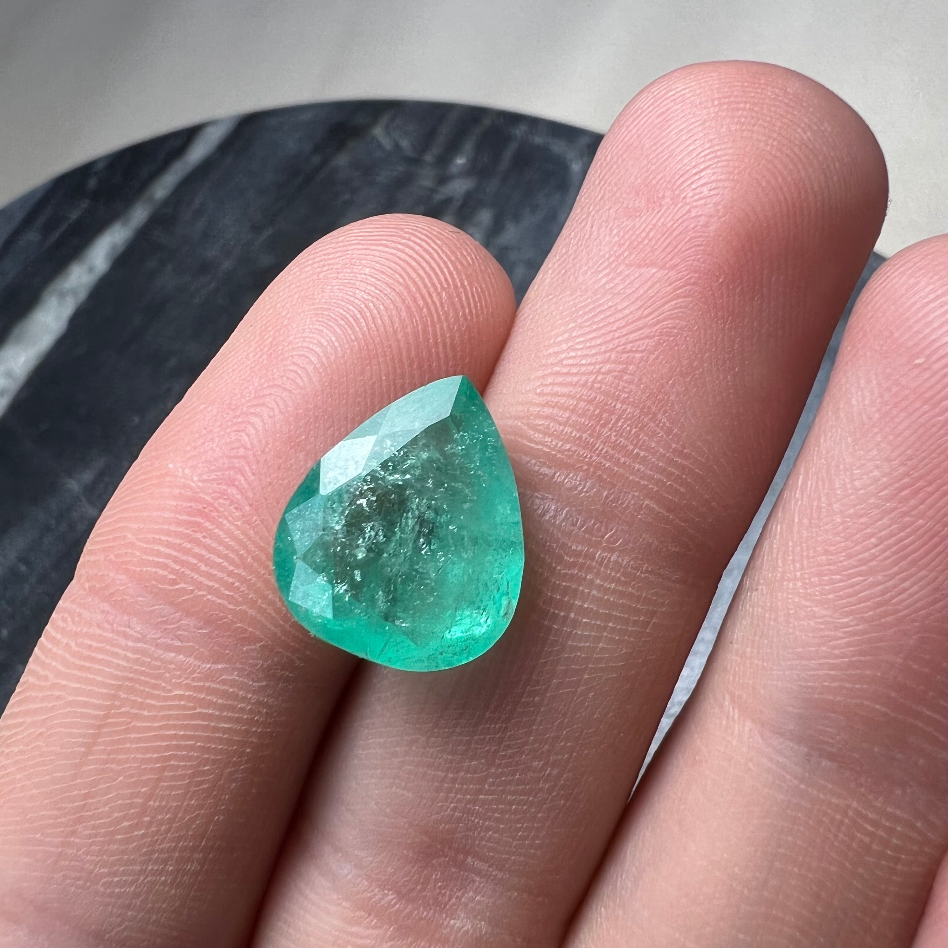 6.14CT Natural Colombian Emerald Loose Pear Cut 14x11