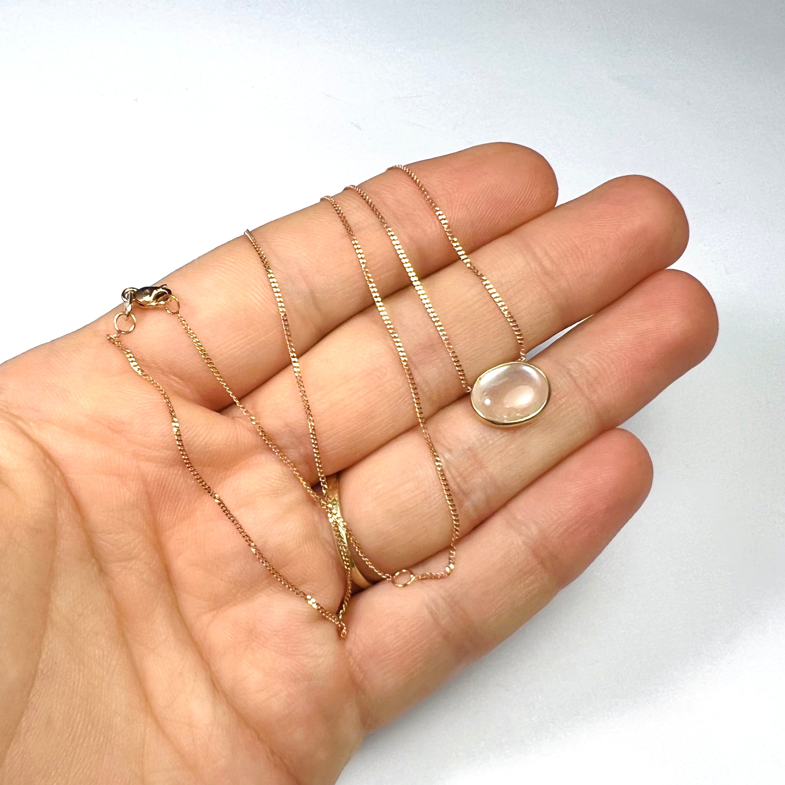 Moonstone 18" 14K Rose Gold Necklace