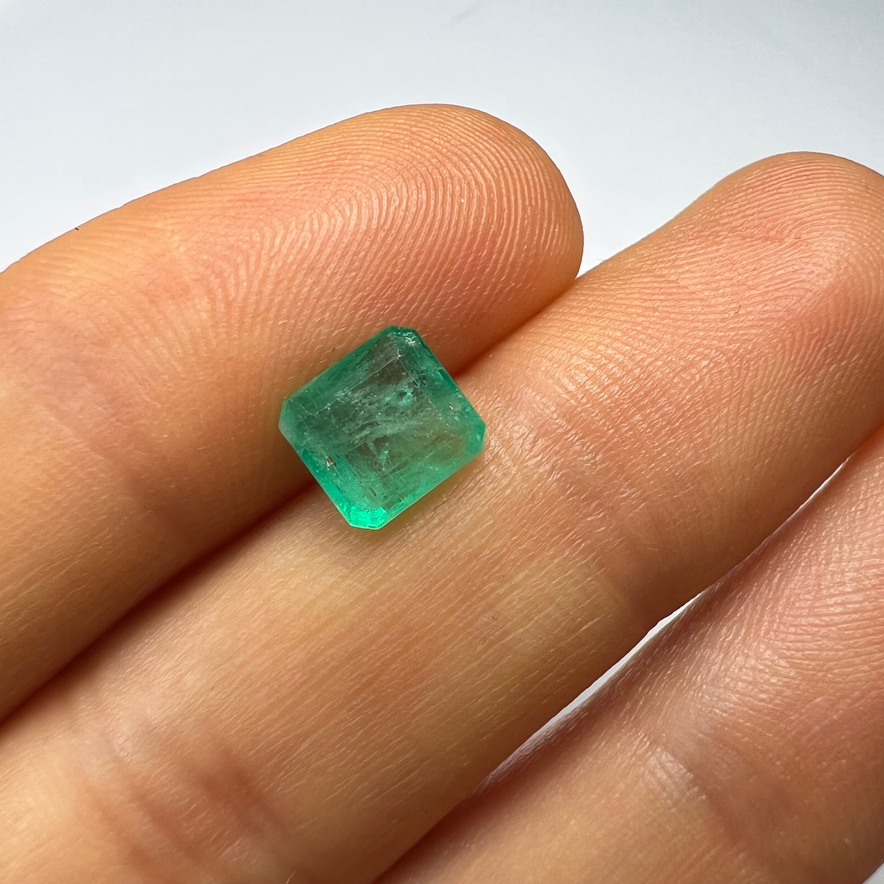 1.52CT Loose Colombian Emerald, Emerald Cut 7.22x6.85x4.05mm Earth mined Gemstone