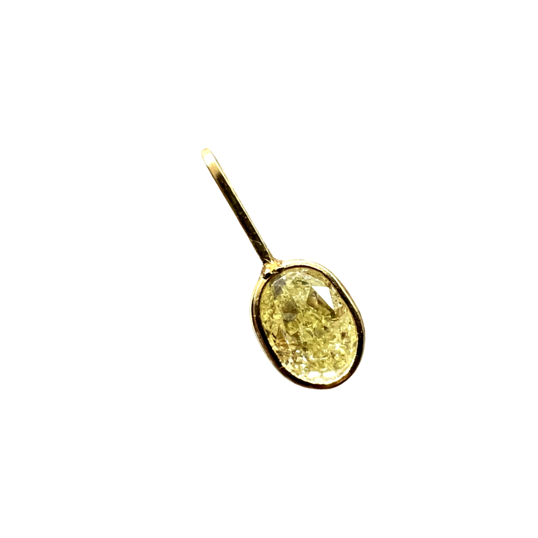.24CT Canary Yellow Oval Diamond Pendant Charm 14K Gold