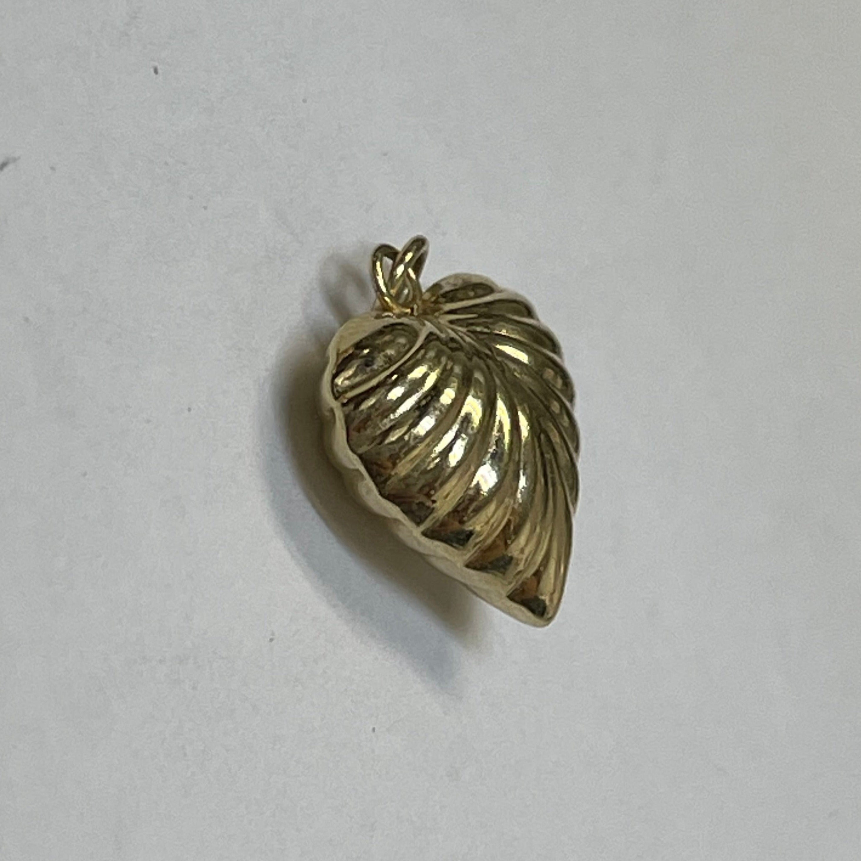14K Yellow Gold Puffy Heart Pendant Charm