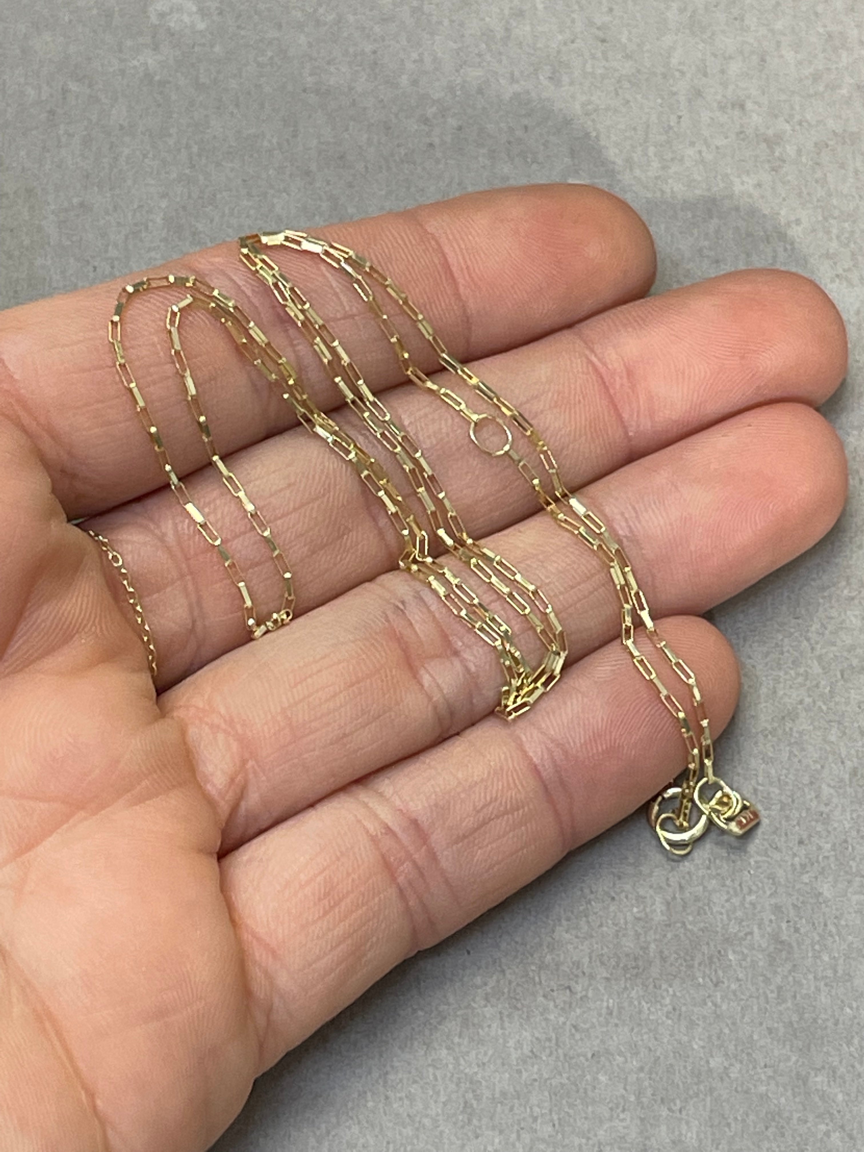 16-18" 1mm 14K Yellow Gold Paperclip Link Chain