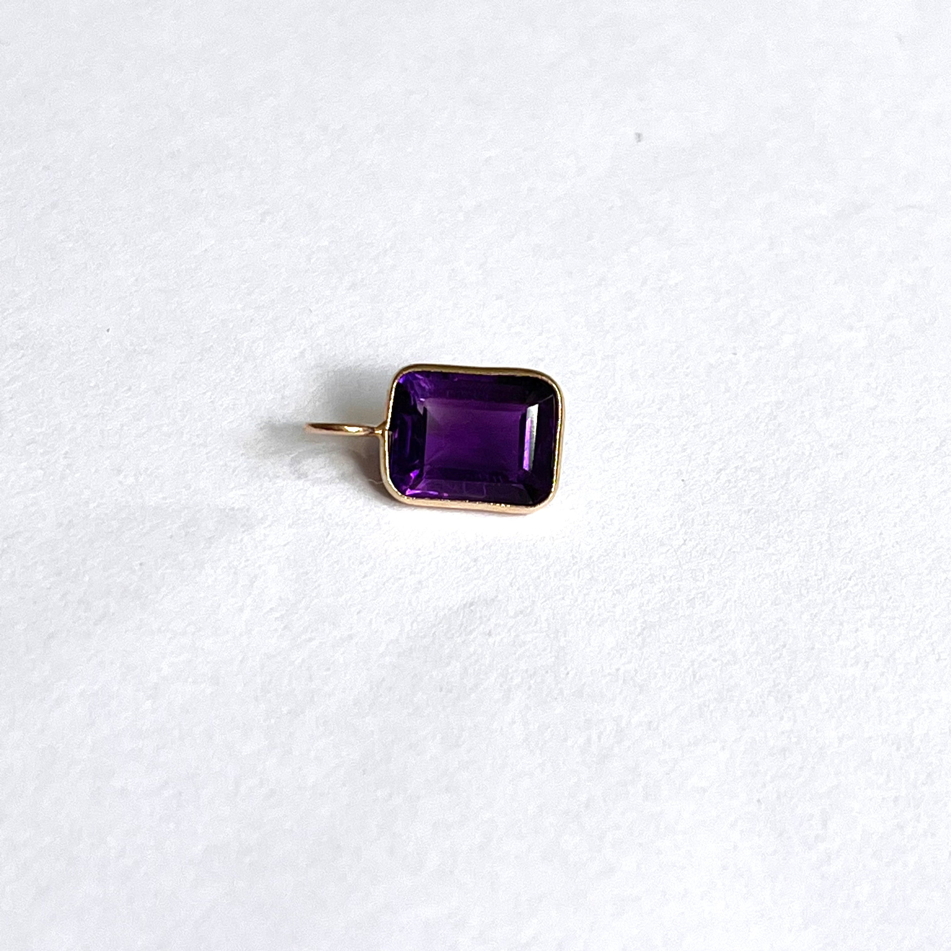 2.65ct Natural Amethyst 14K Yellow Gold Pendant Charm 15x8mm