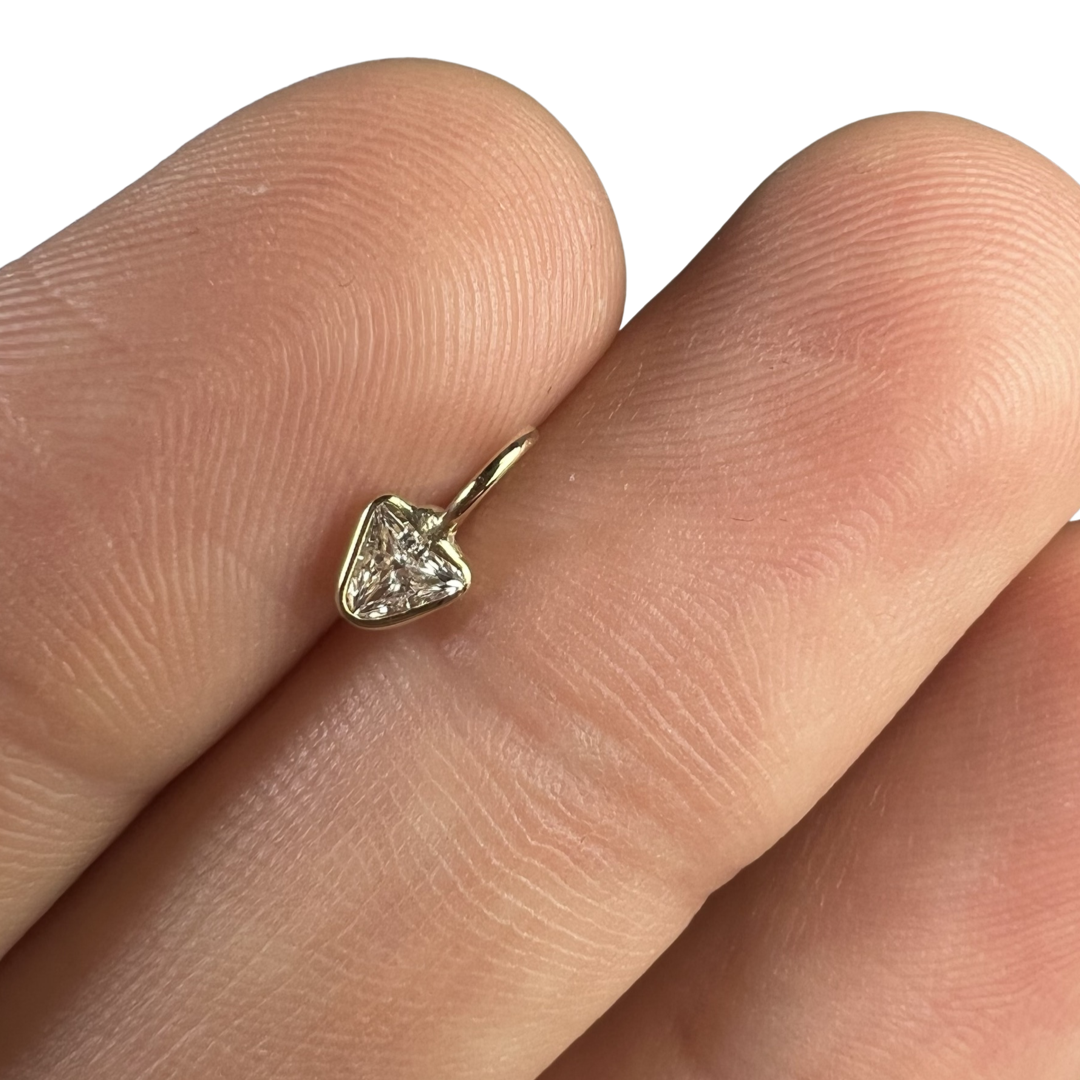 .12ct Trillion Cut Dimond Charm 14K Yellow Gold
