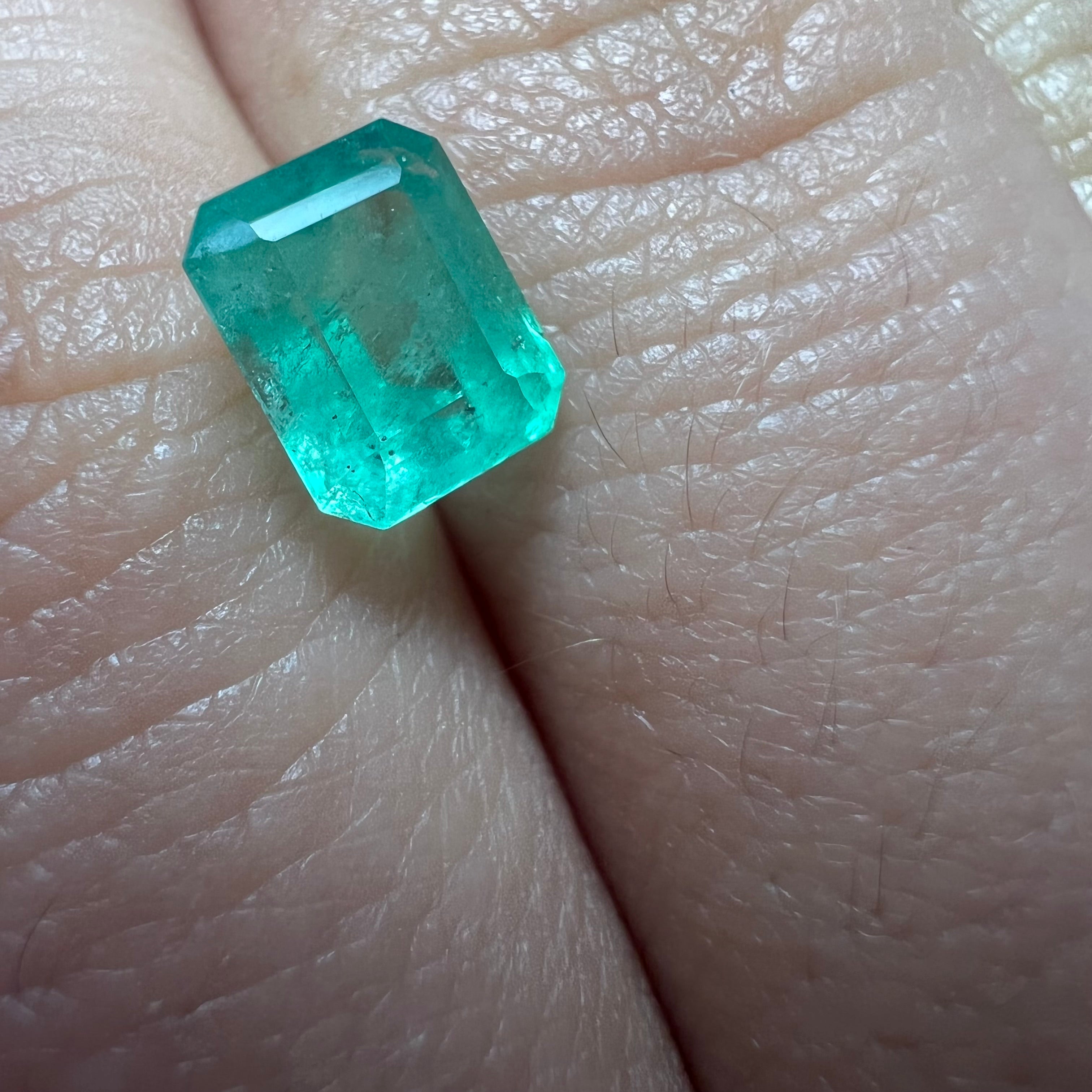 1.62CT Loose Natural Colombian Emerald Rectangle Shape 7.28x5.90x5.09mm