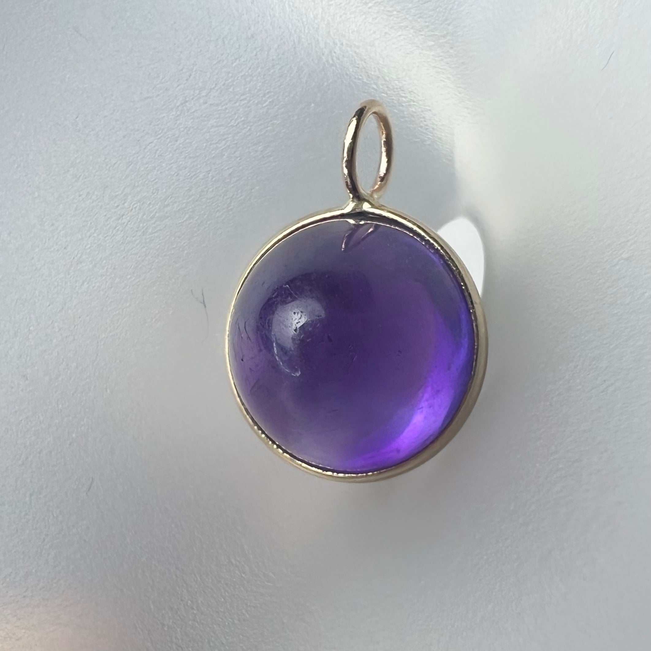 7CT Natural Amethyst 14K Yellow Gold Pendant Charm 16x11mm