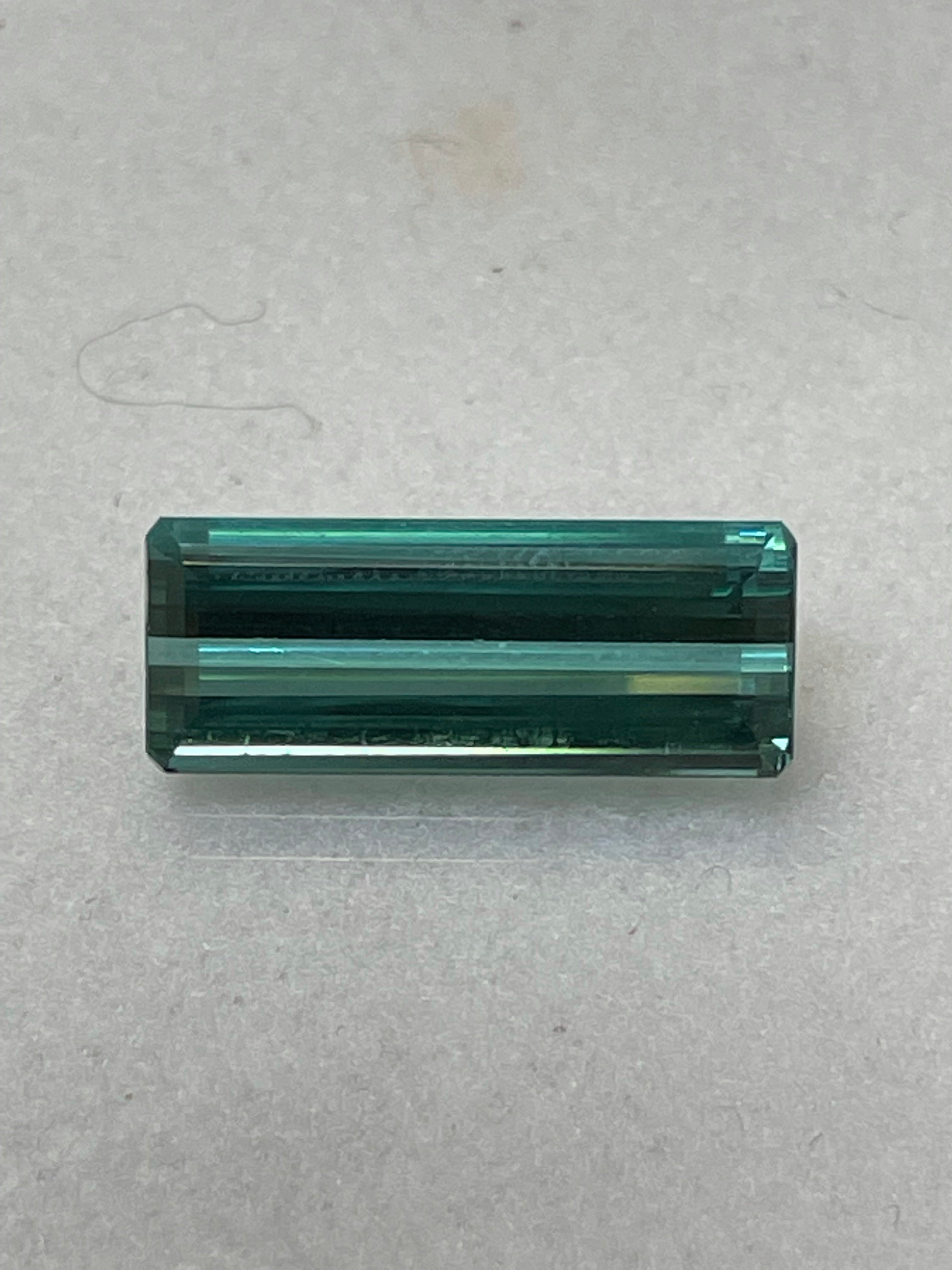 6.45CT Brilliant Teal Green Tourmaline Emerald Cut