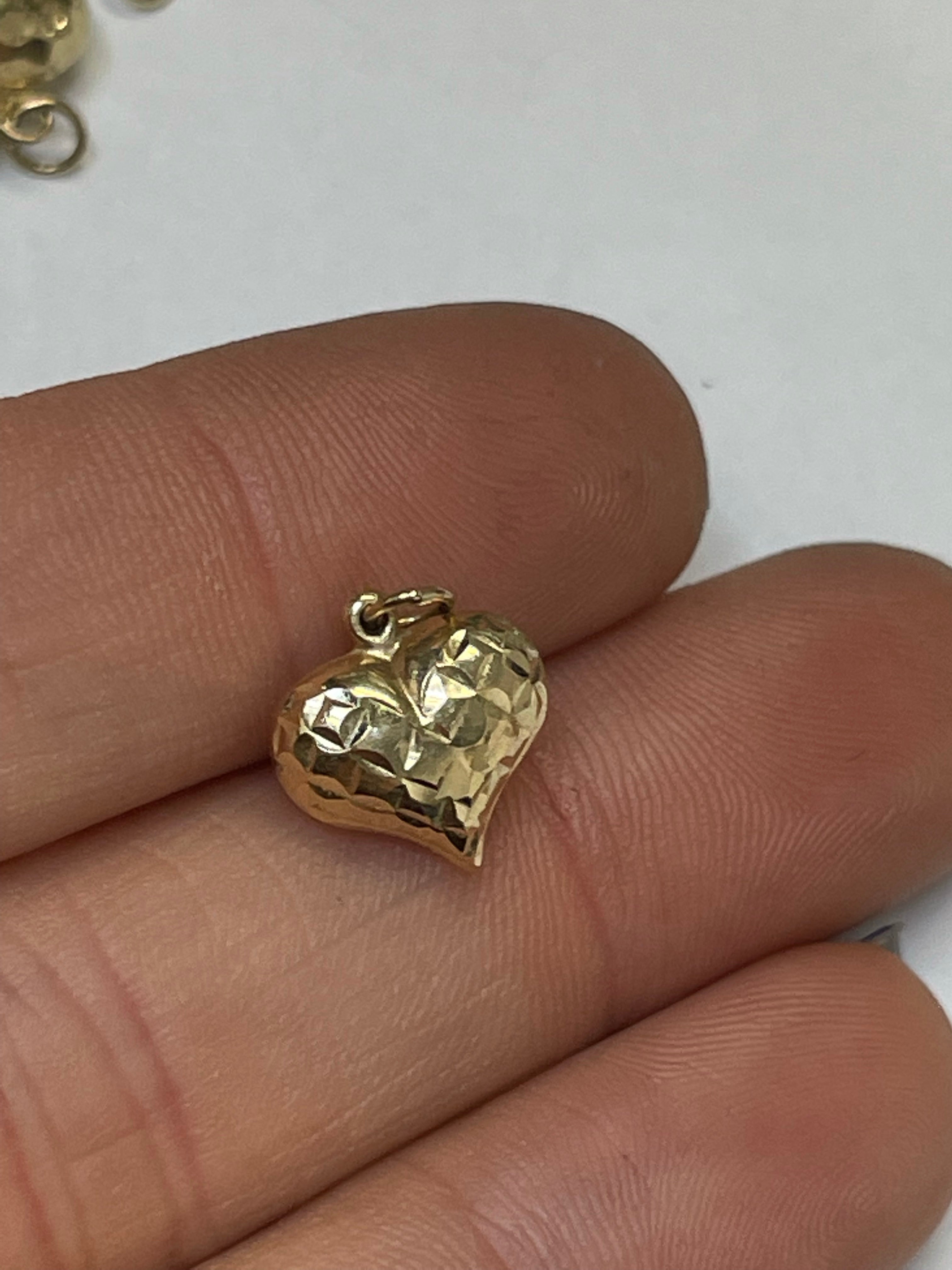 14K Yellow Gold Puffy Heart Pendant Charm