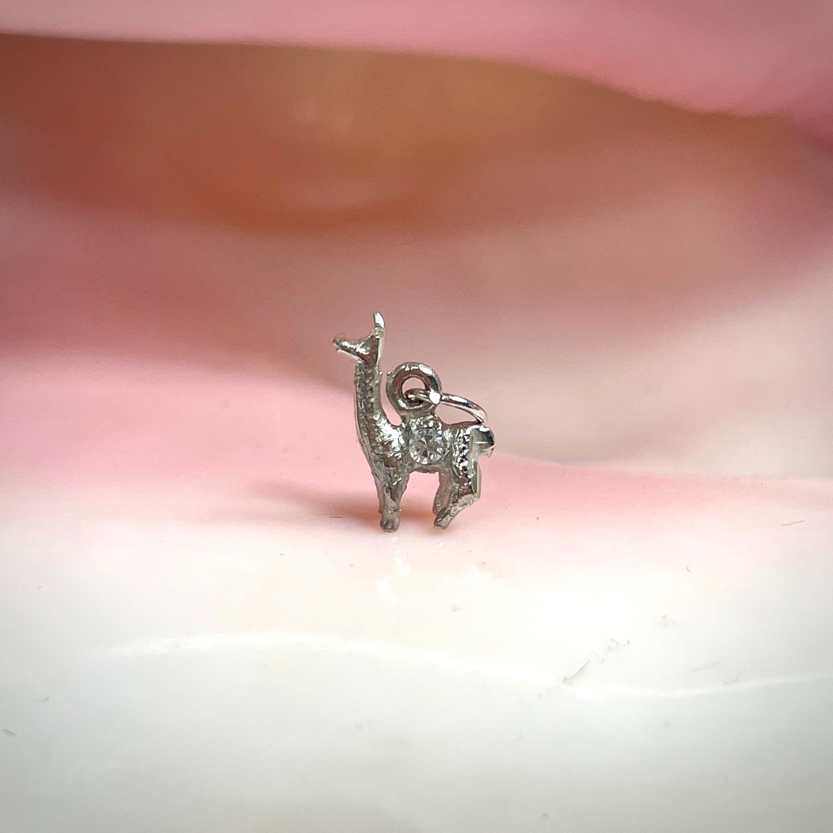 Llama Pendant Charm 18k White Gold
