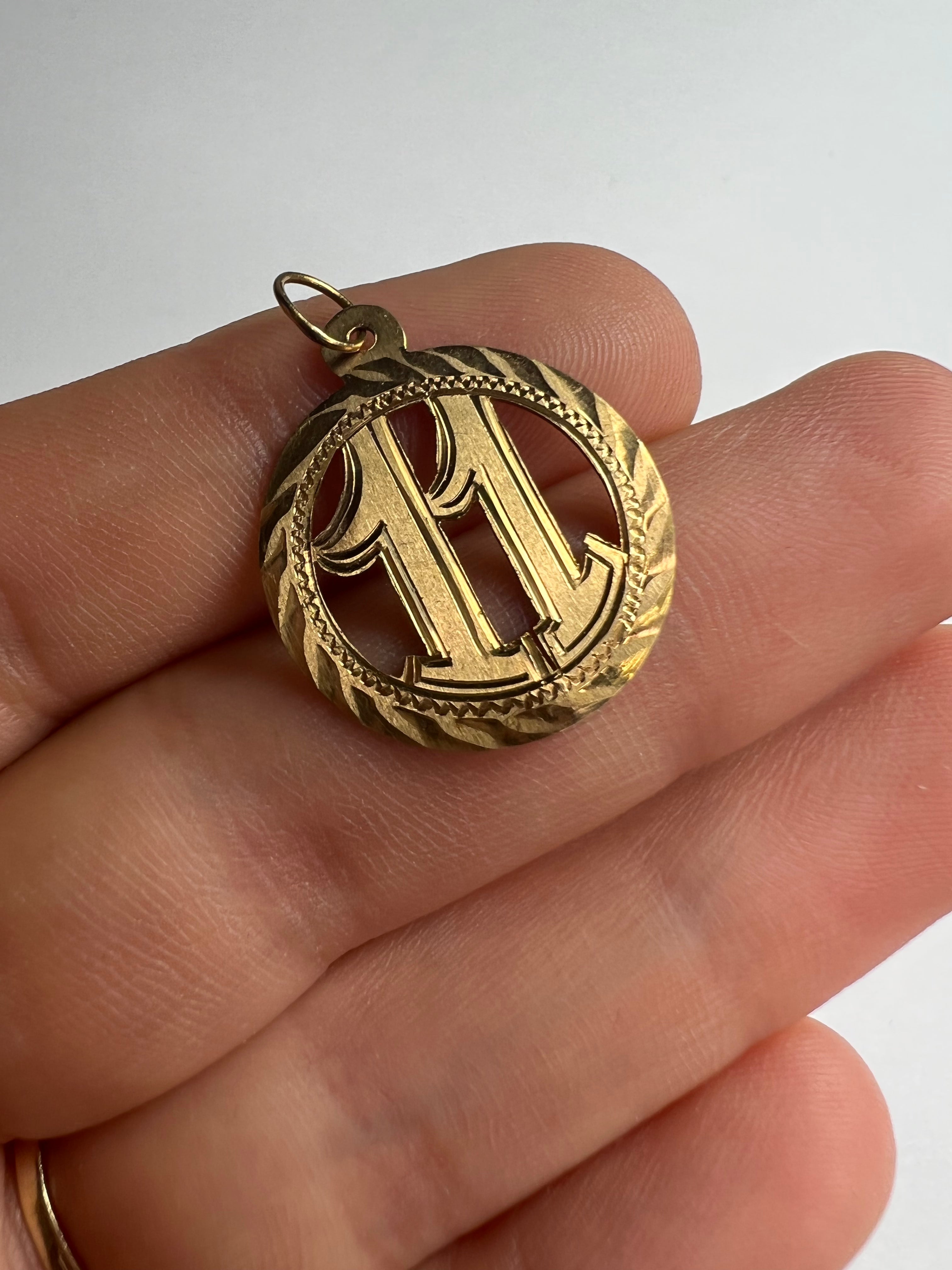 Circle Number 11 Pendant 14K Yellow Gold