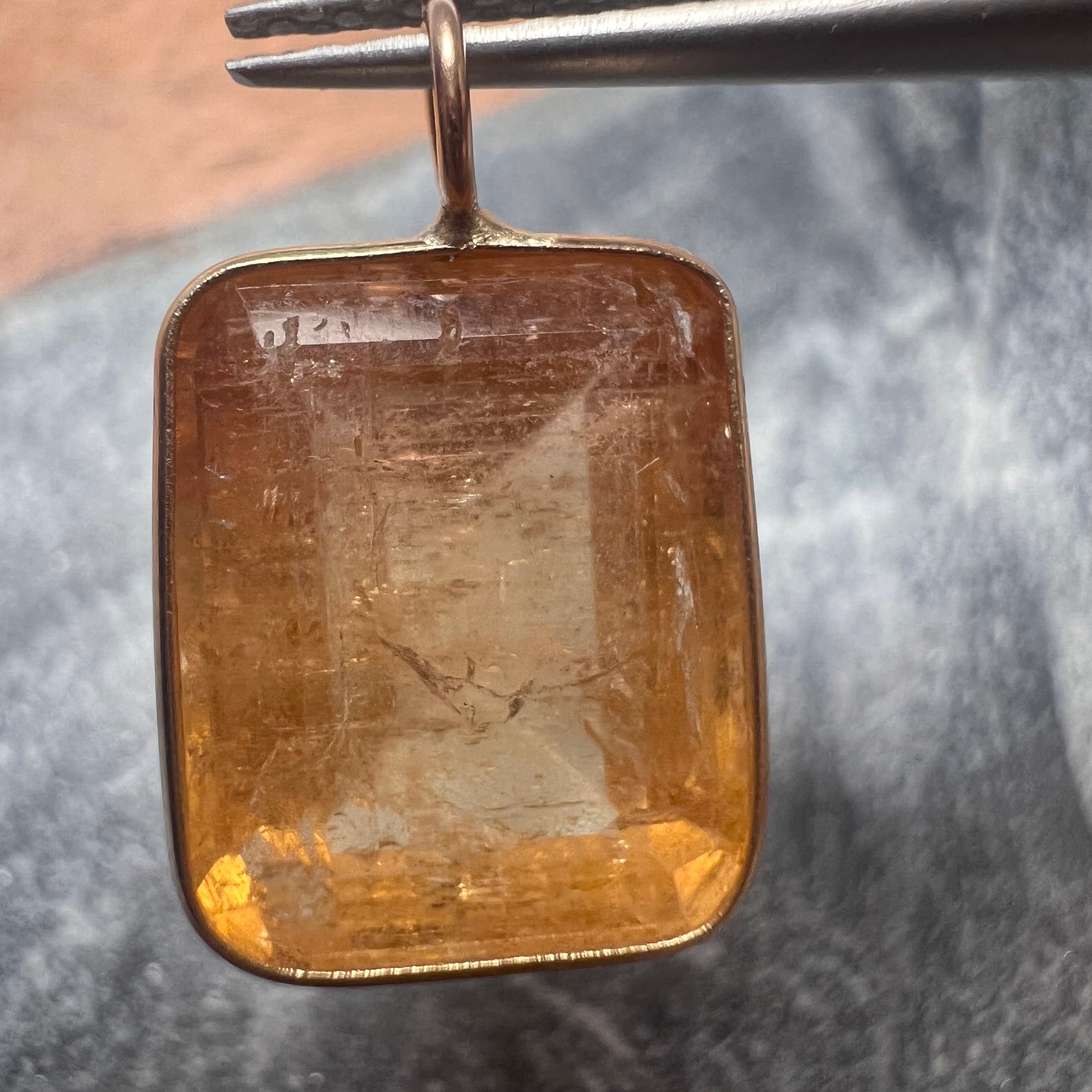 8.74CT Natural Topaz 14K Yellow Gold Charm Pendant 18x11mm