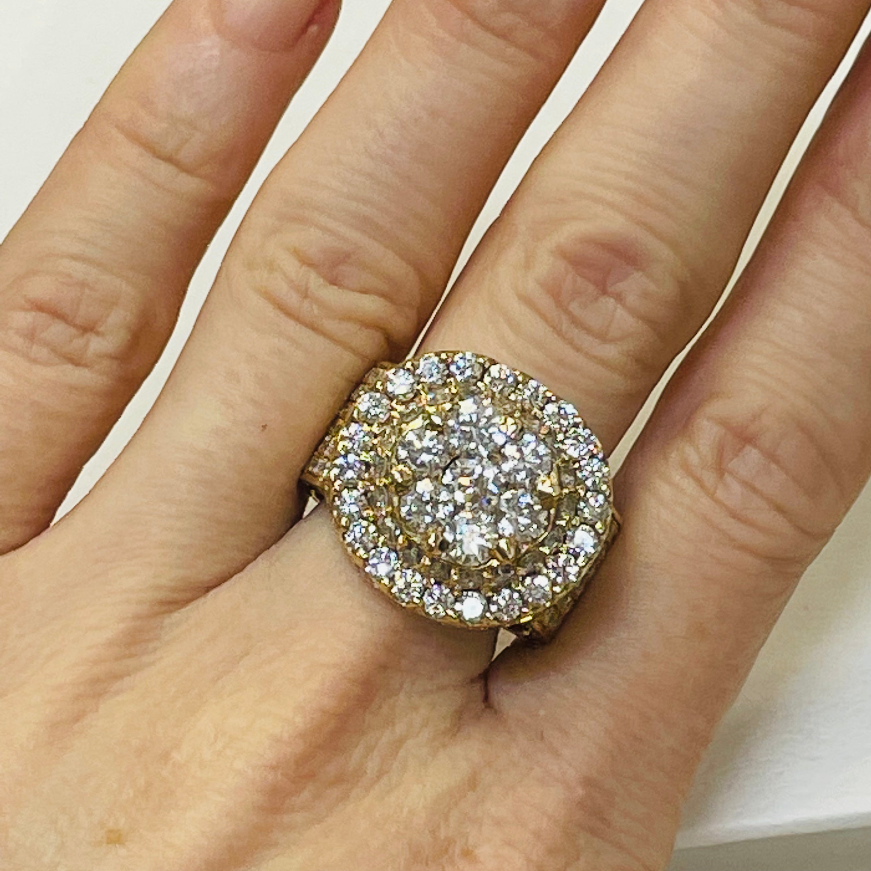 7CTW Natural 10K Yellow Gold Diamond Mens Ring