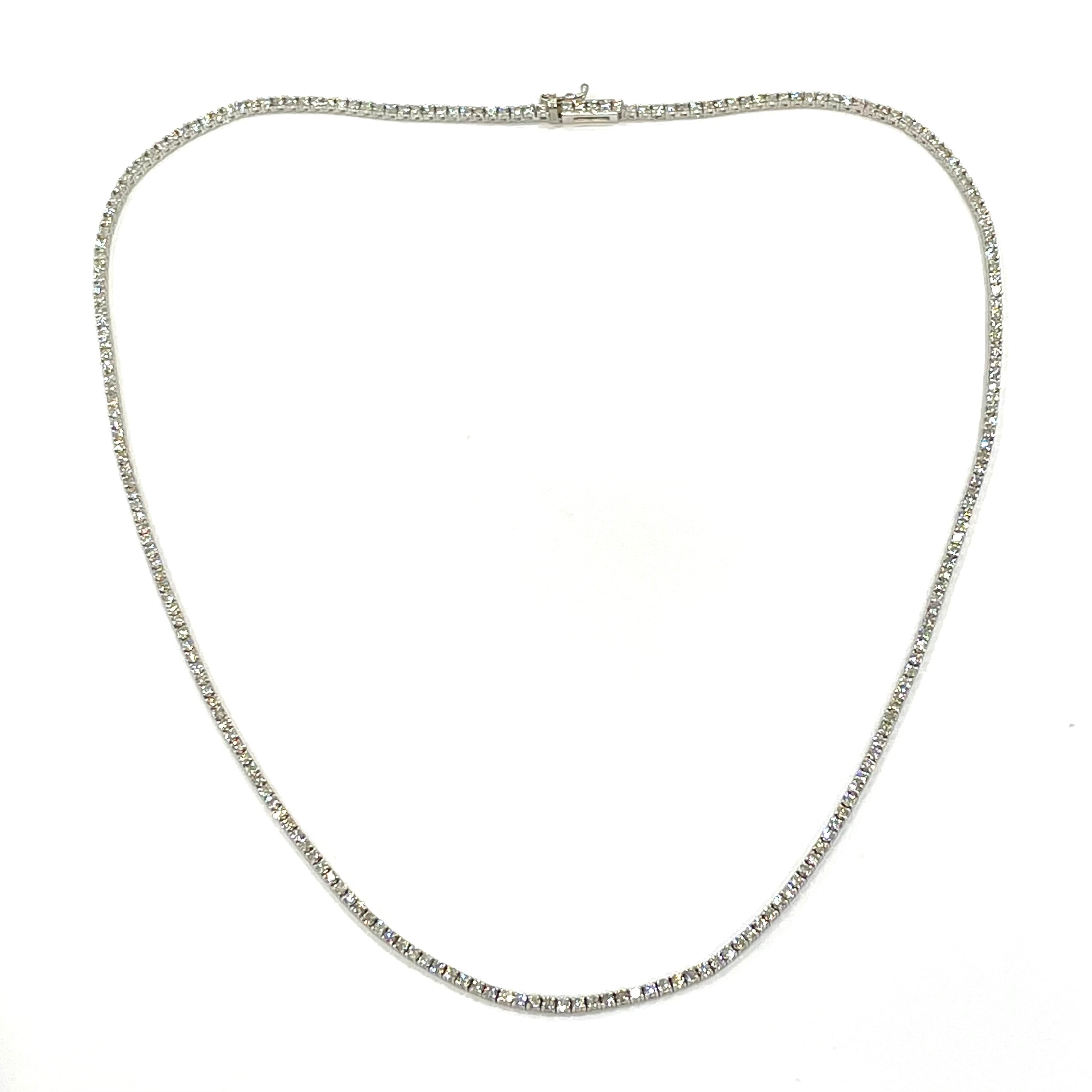 4.51CT Diamond Tennis Necklace 14K White Gold 16.5"