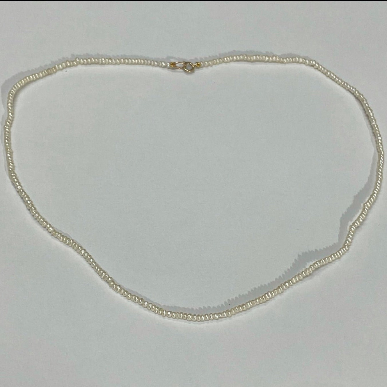 16" Natural Seed Pearl Necklace 2mm 14K Yellow Gold