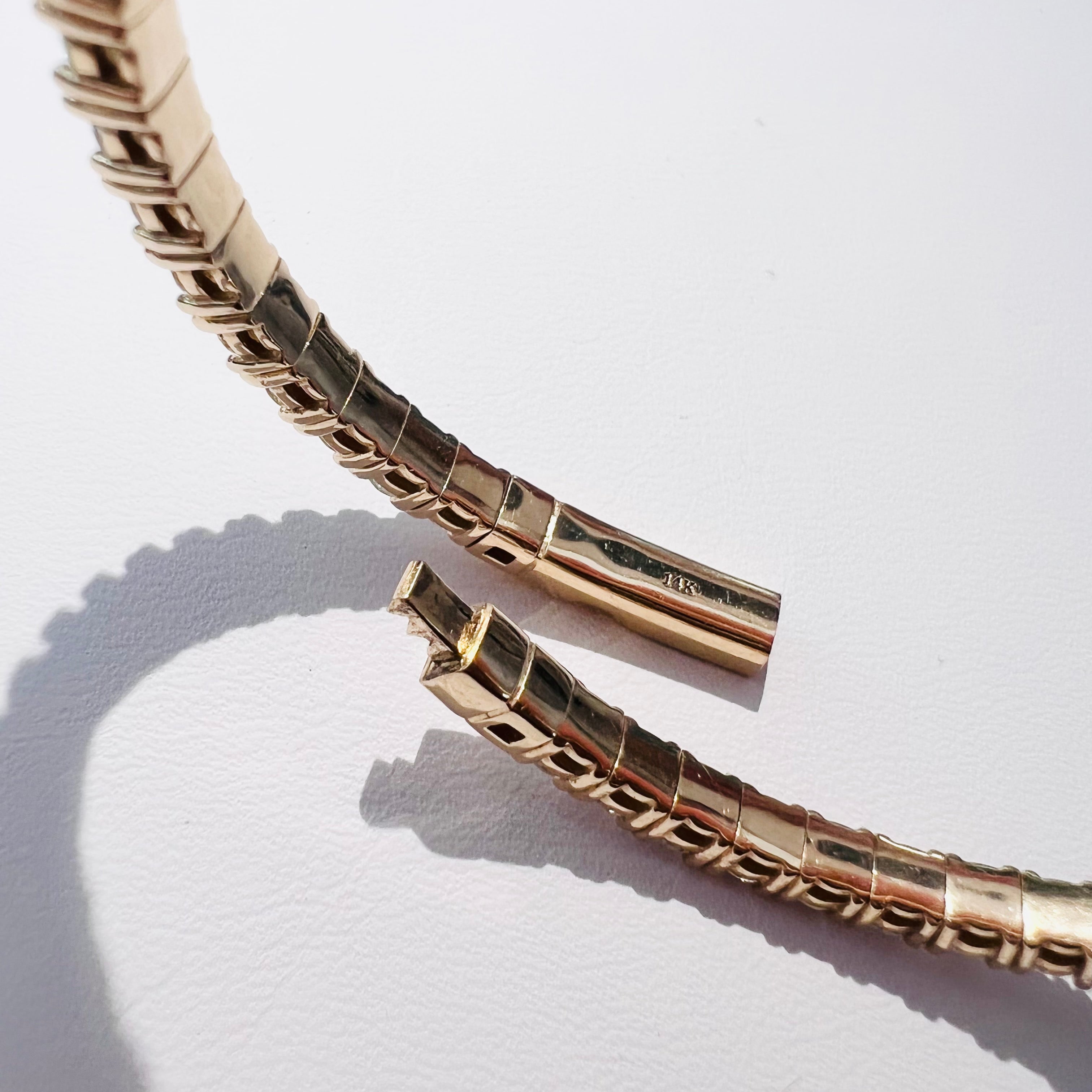 5.9CT Natural Diamond Flexible 14K Yellow Gold Bangle Tennis  Bracelet 7"
