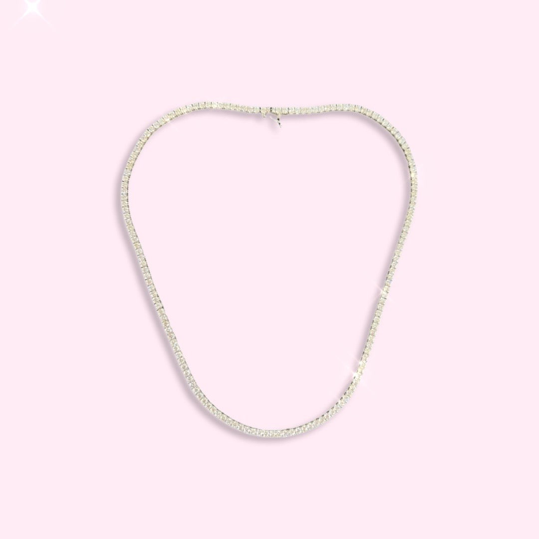 9.85CT Diamond Tennis Necklace 14K White Gold 16.5”