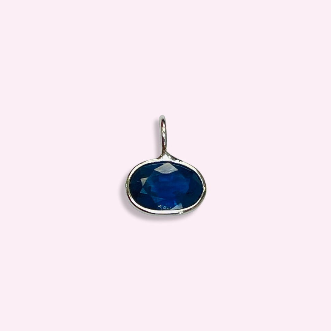 14K White Gold Sapphire Pendant Gem Charm