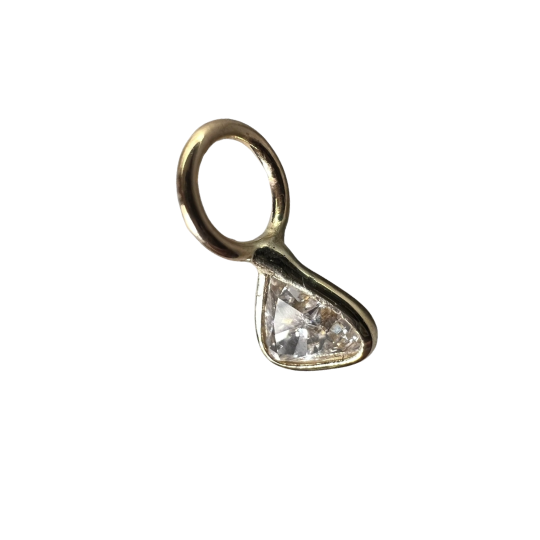 .16ct Trillion Cut Dimond Charm 14K Yellow Gold