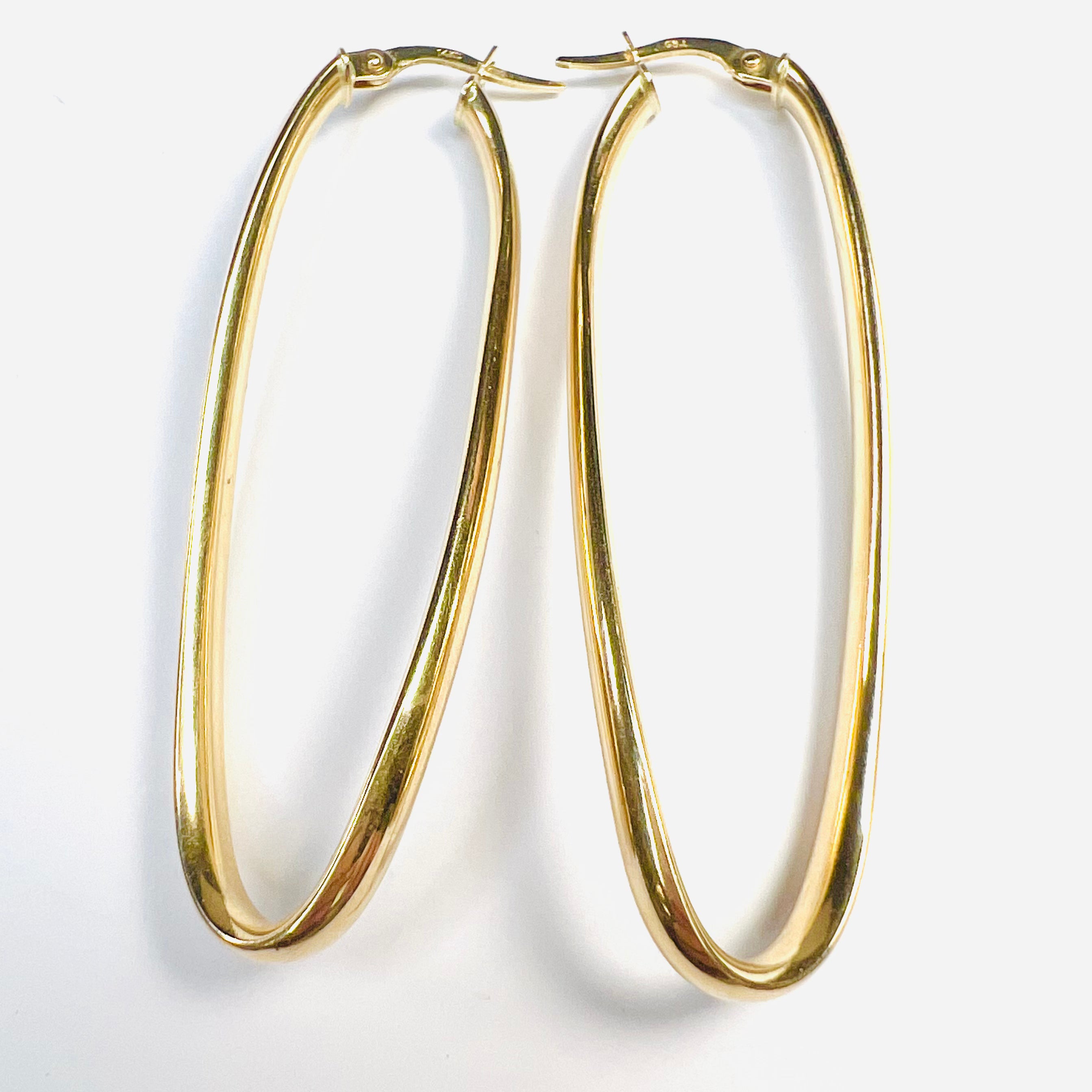 Beautiful New 14K Solid Yellow Gold twisted Hoop Earrings 2.2"x.75"