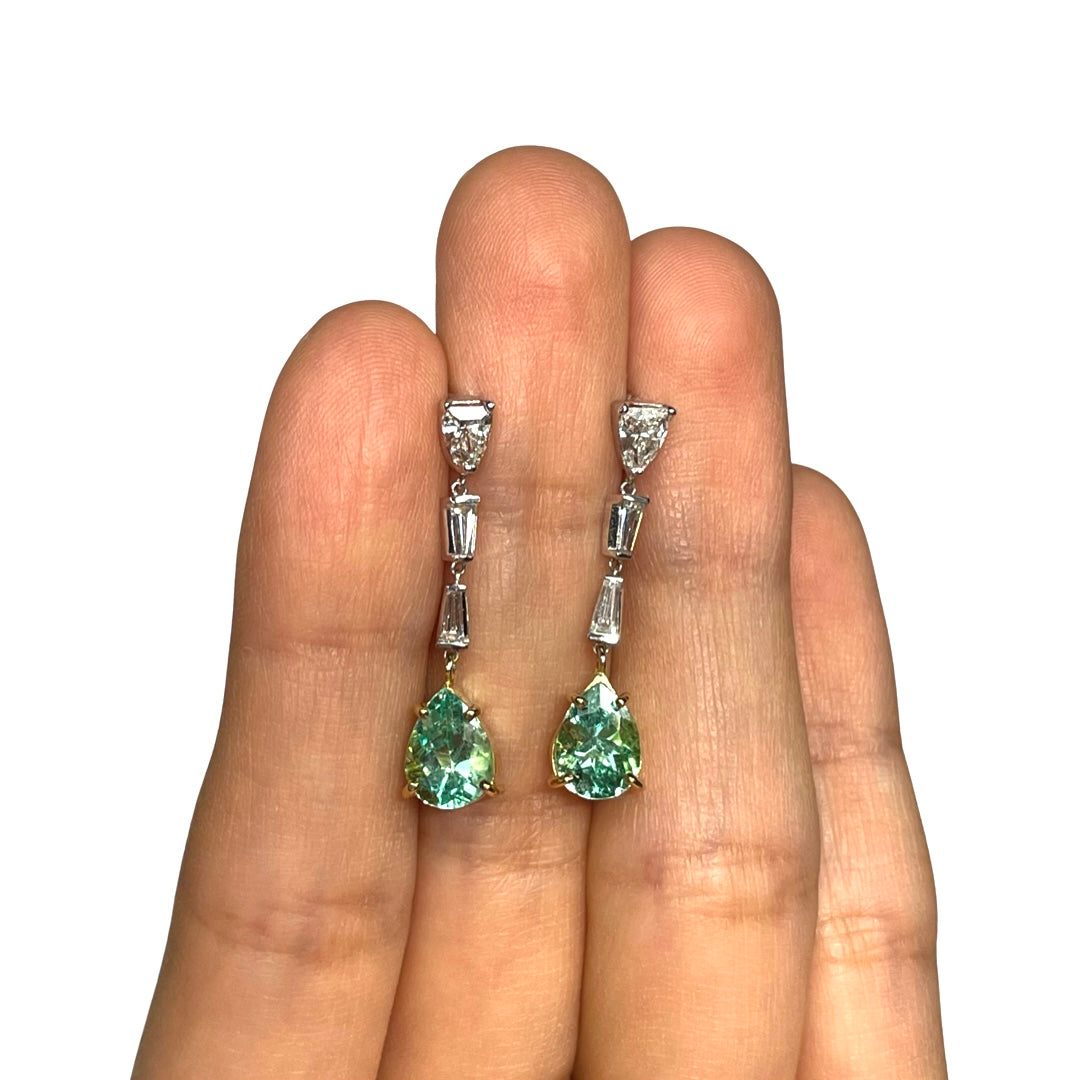 Long Emerald Diamond Earrings