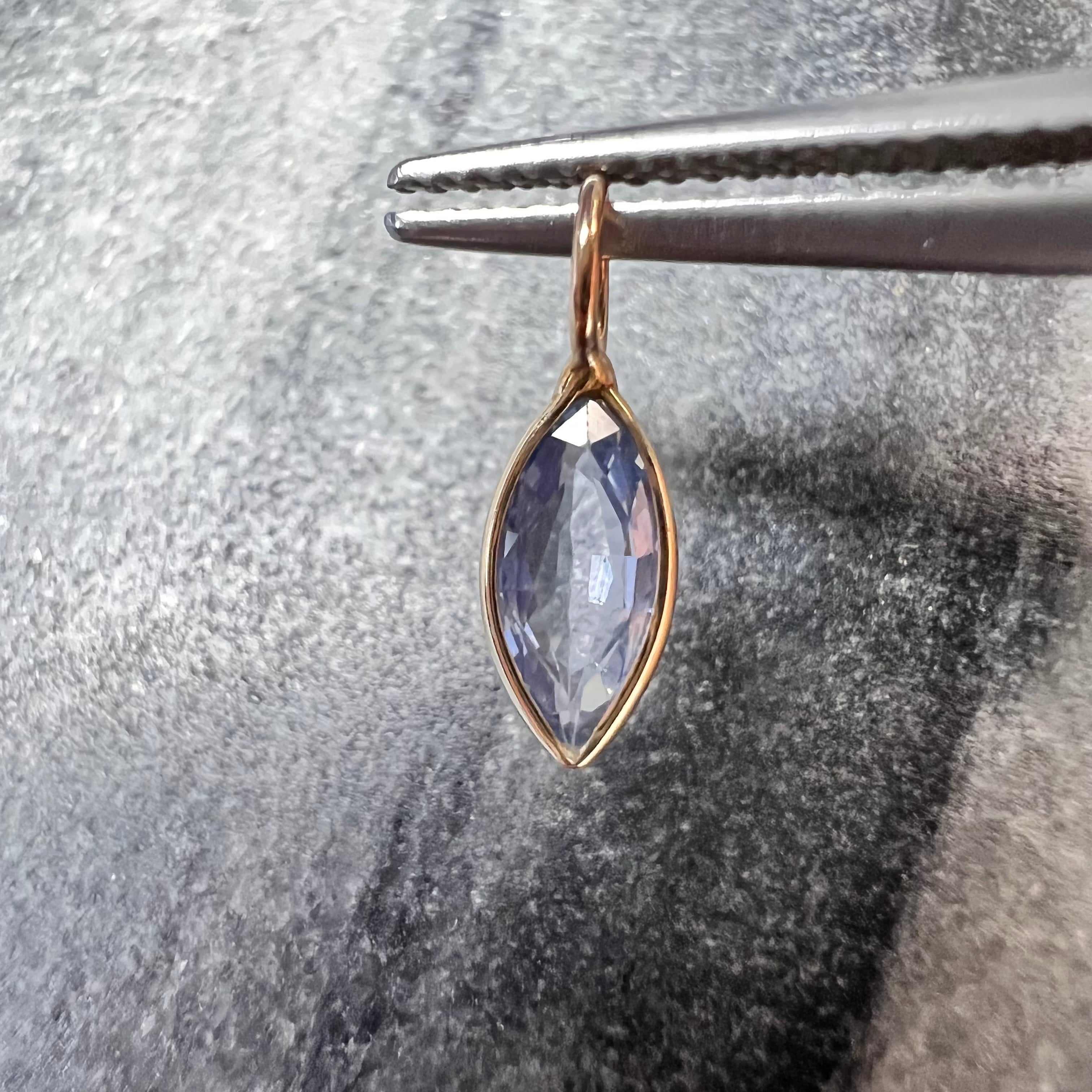 Natural Marquise Sapphire 14K Yellow Gold Pendant Charm 13x4.5mm