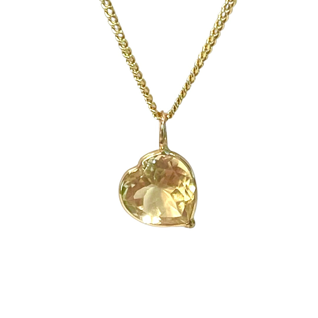 Natural Heart Citrine 14K Yellow Gold Pendant Charm 13x8mm
