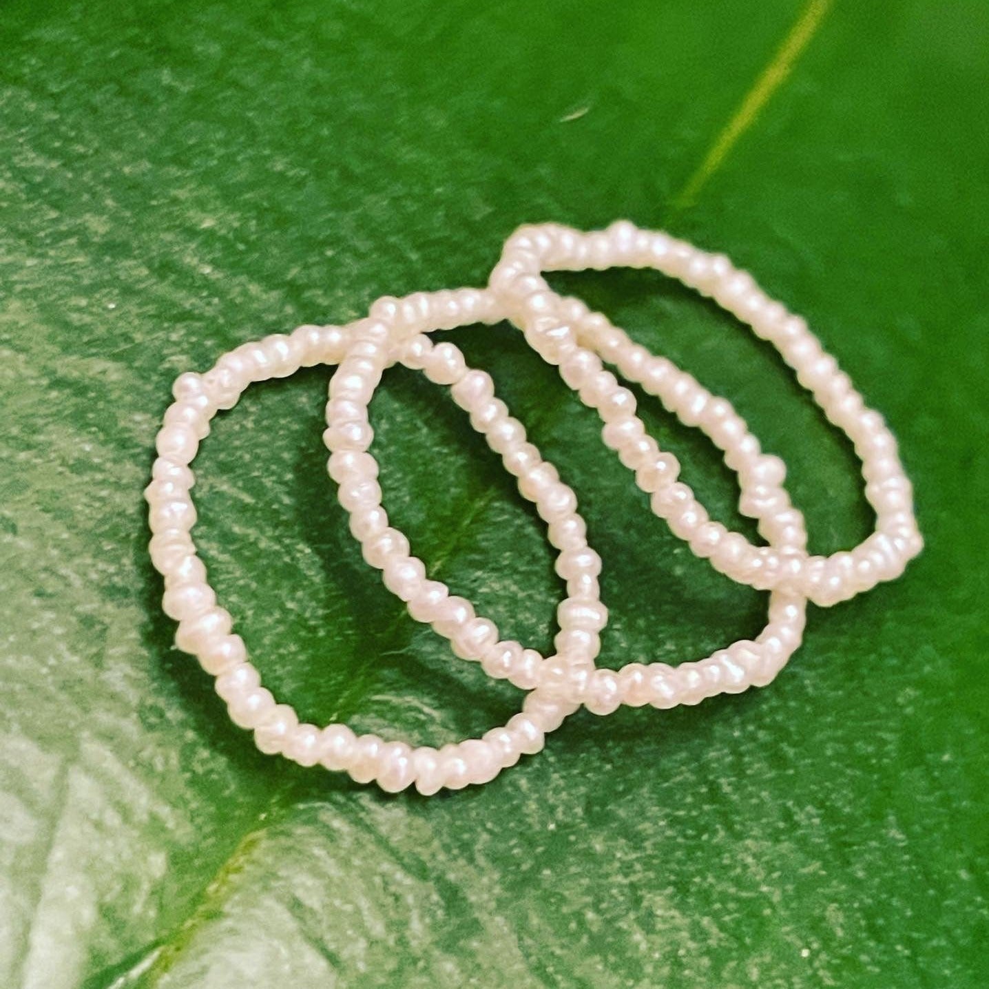 Magical Natural Seed Pearl Eternity Ring 7.25