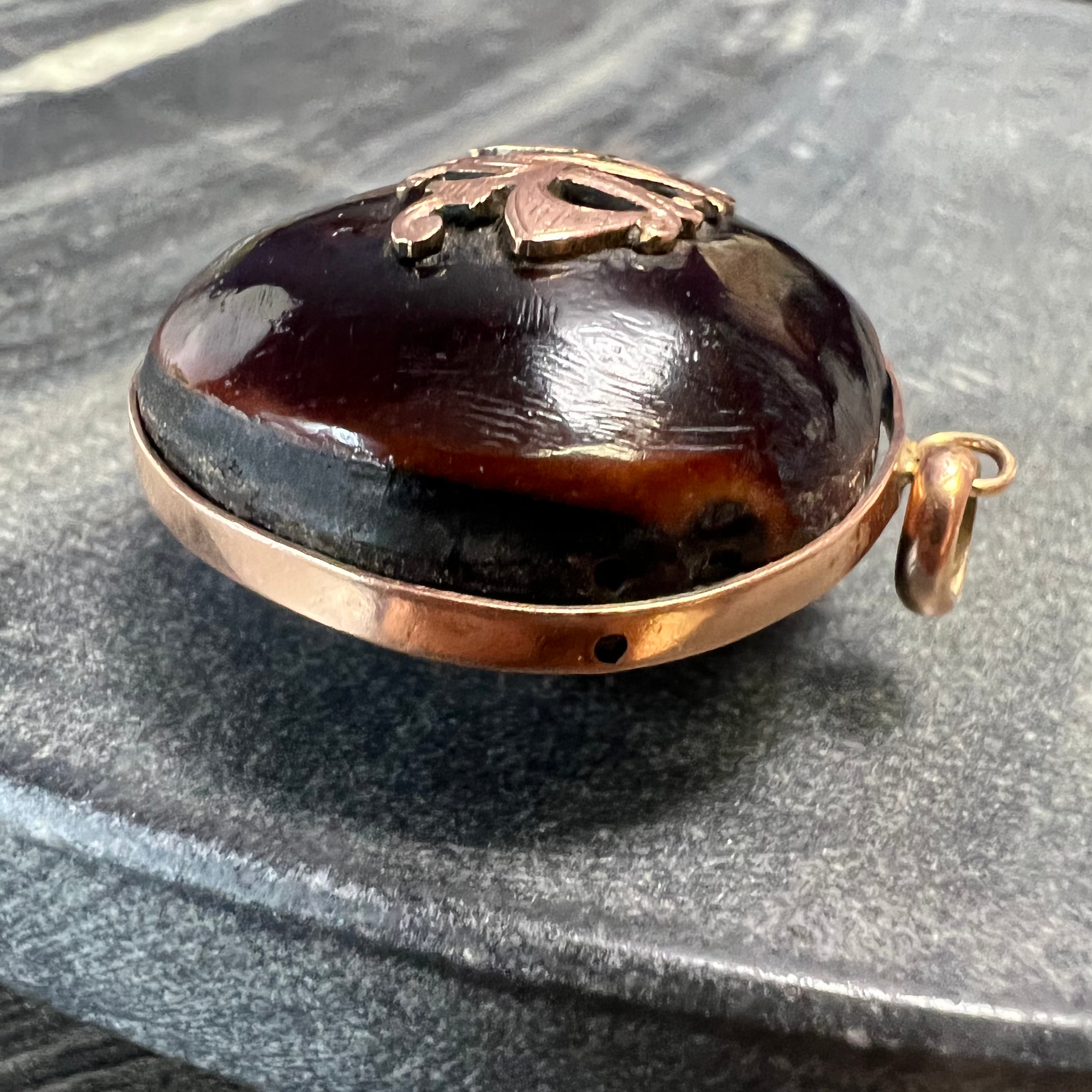 Antique 10K Rose Gold Victorian Seed Bean Pendant Charm