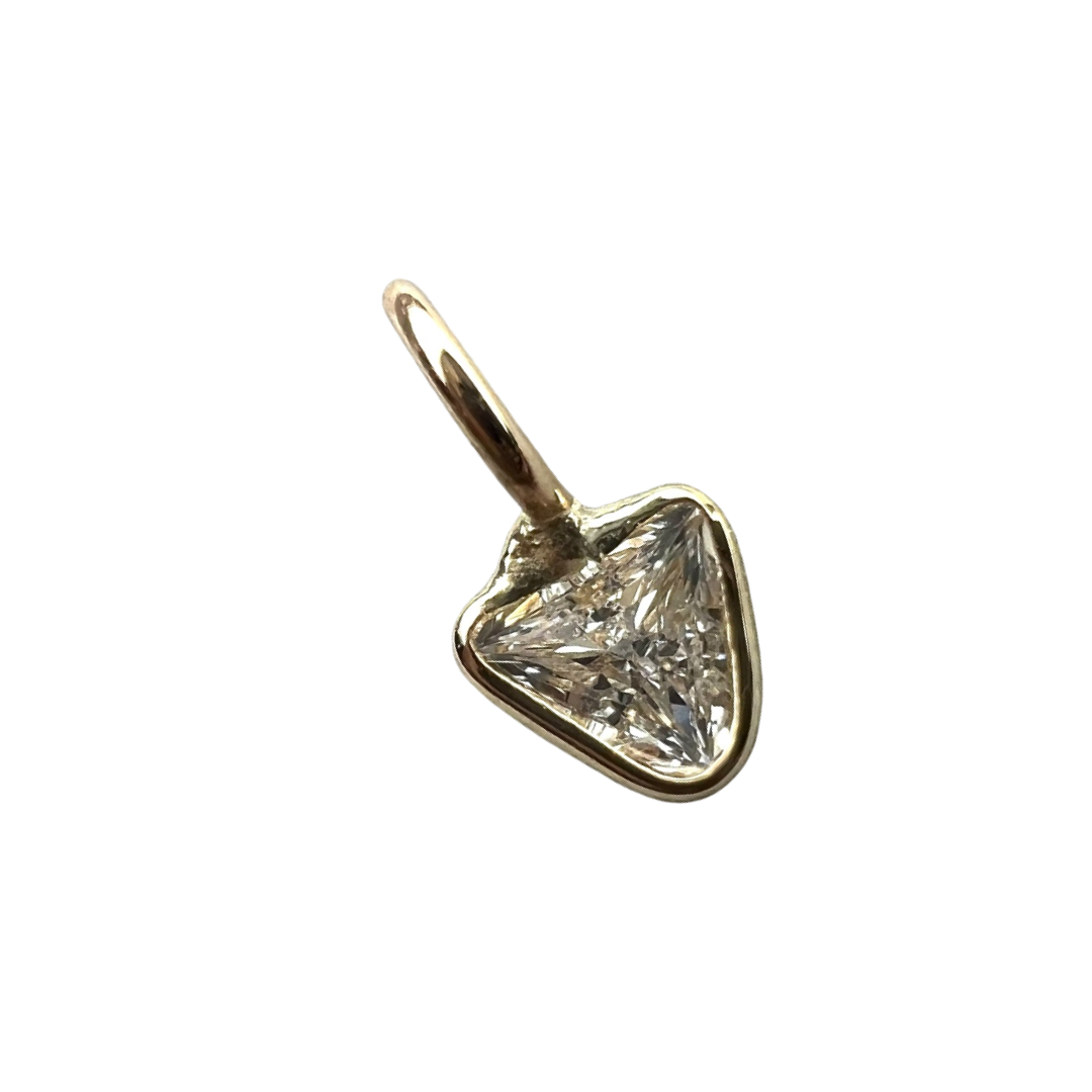 .12ct Trillion Cut Dimond Charm 14K Yellow Gold