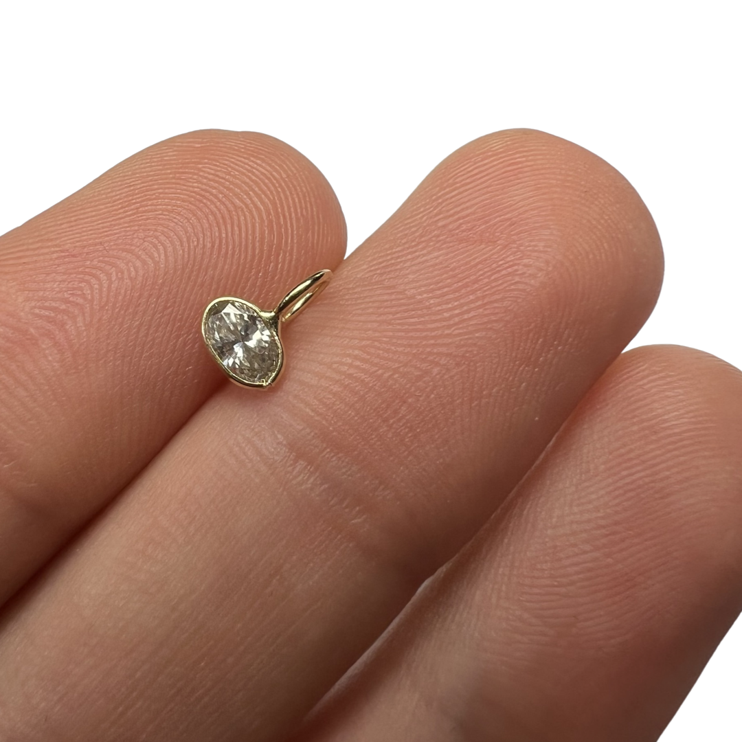 .30ct Oval Diamond Pendant Charm 14K Yellow Gold 8x5.5mm