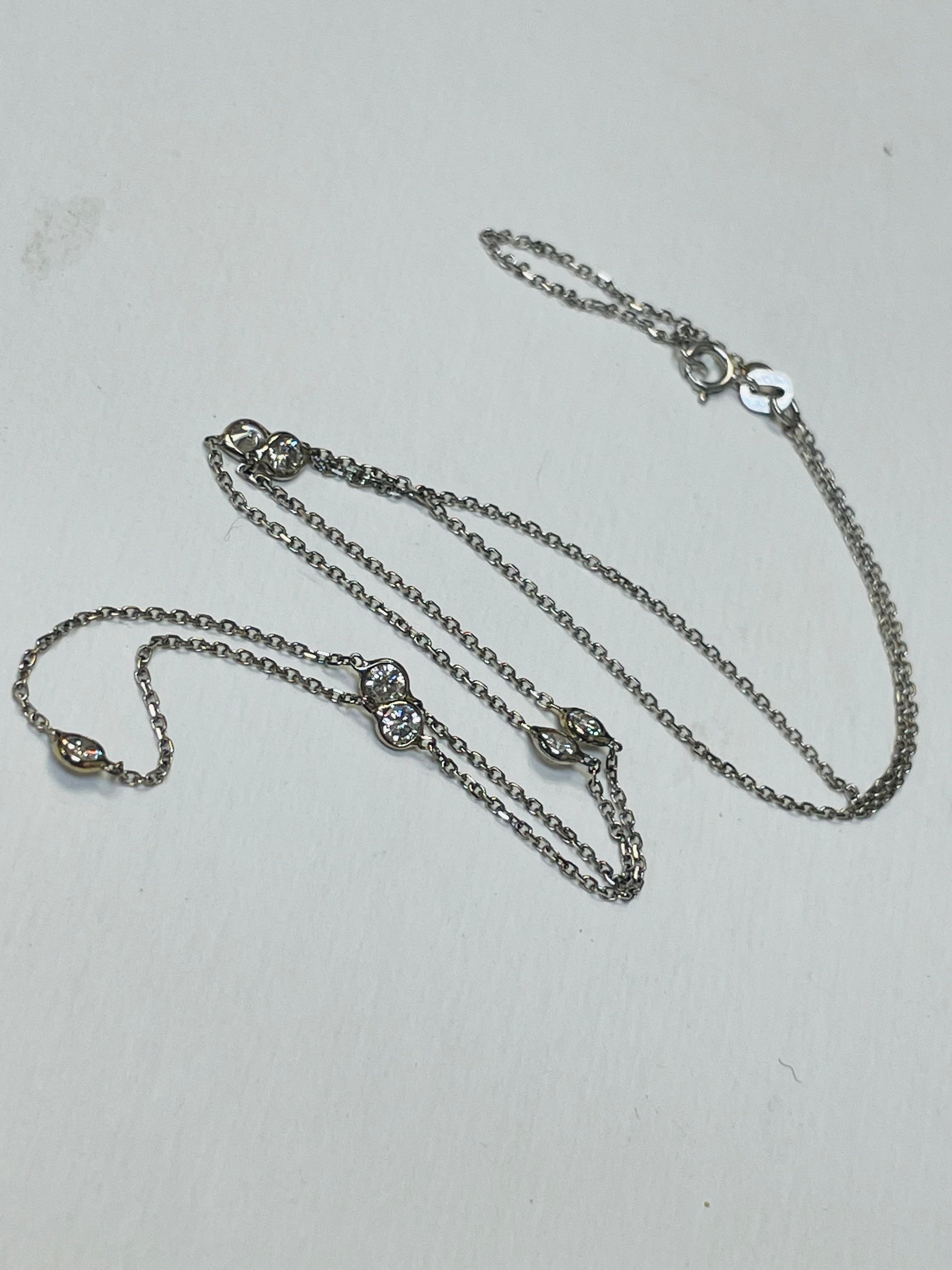 .94CT Diamonds by the Yard Necklace 16-18” 14K White Gold