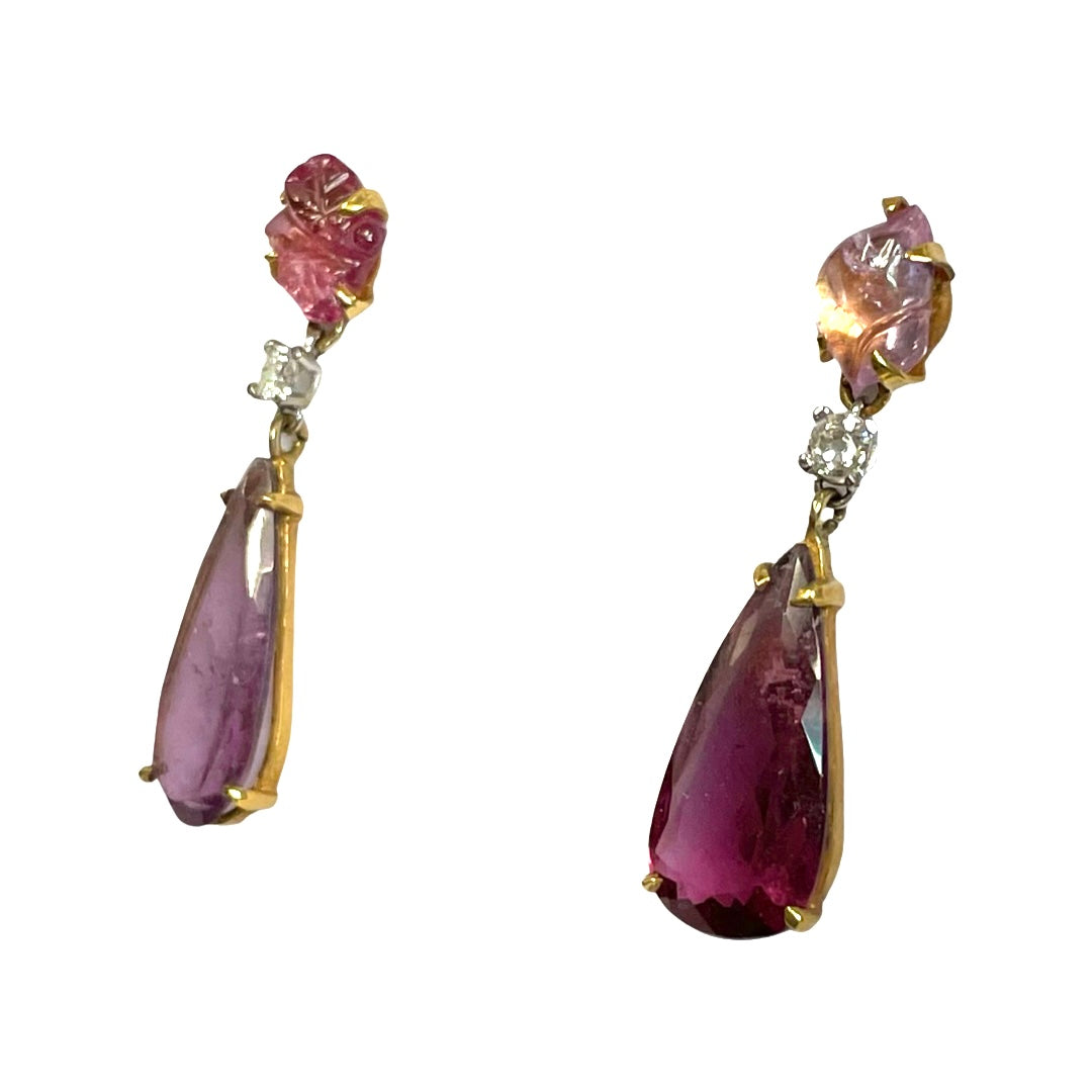Spinel Tourmaline Long Earrings