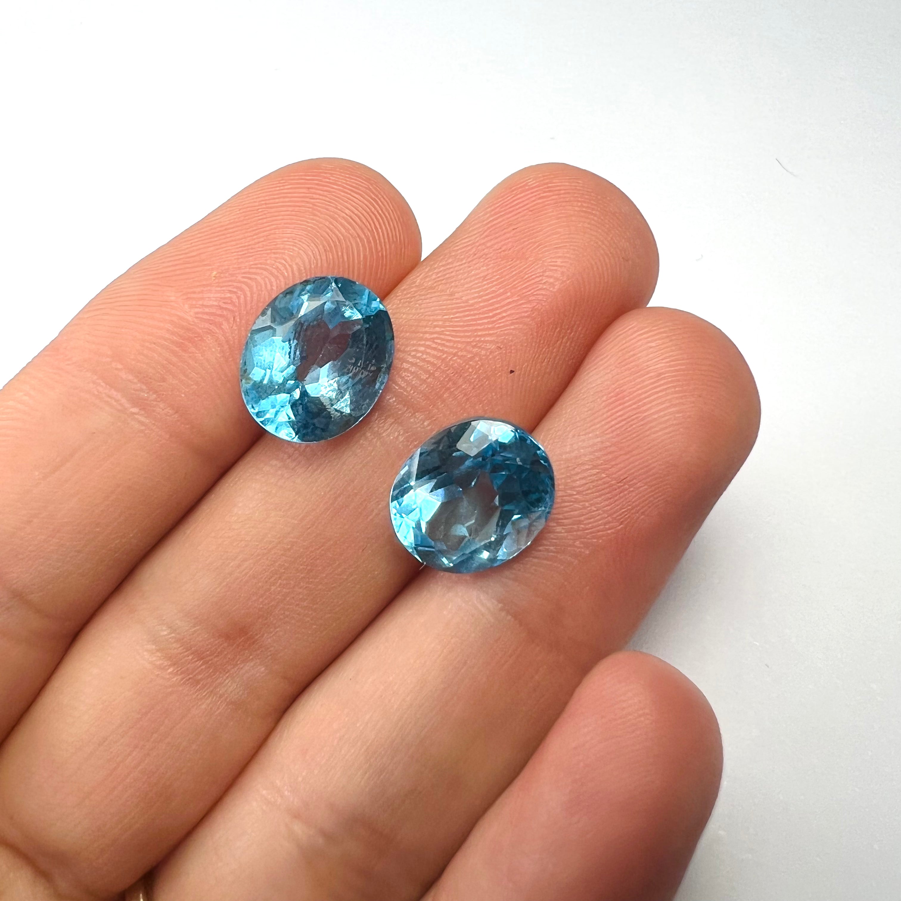 12.44CTW Pair of Loose Natural Oval Cut Topaz 12x9x6.9mm Earth mined Gemstone