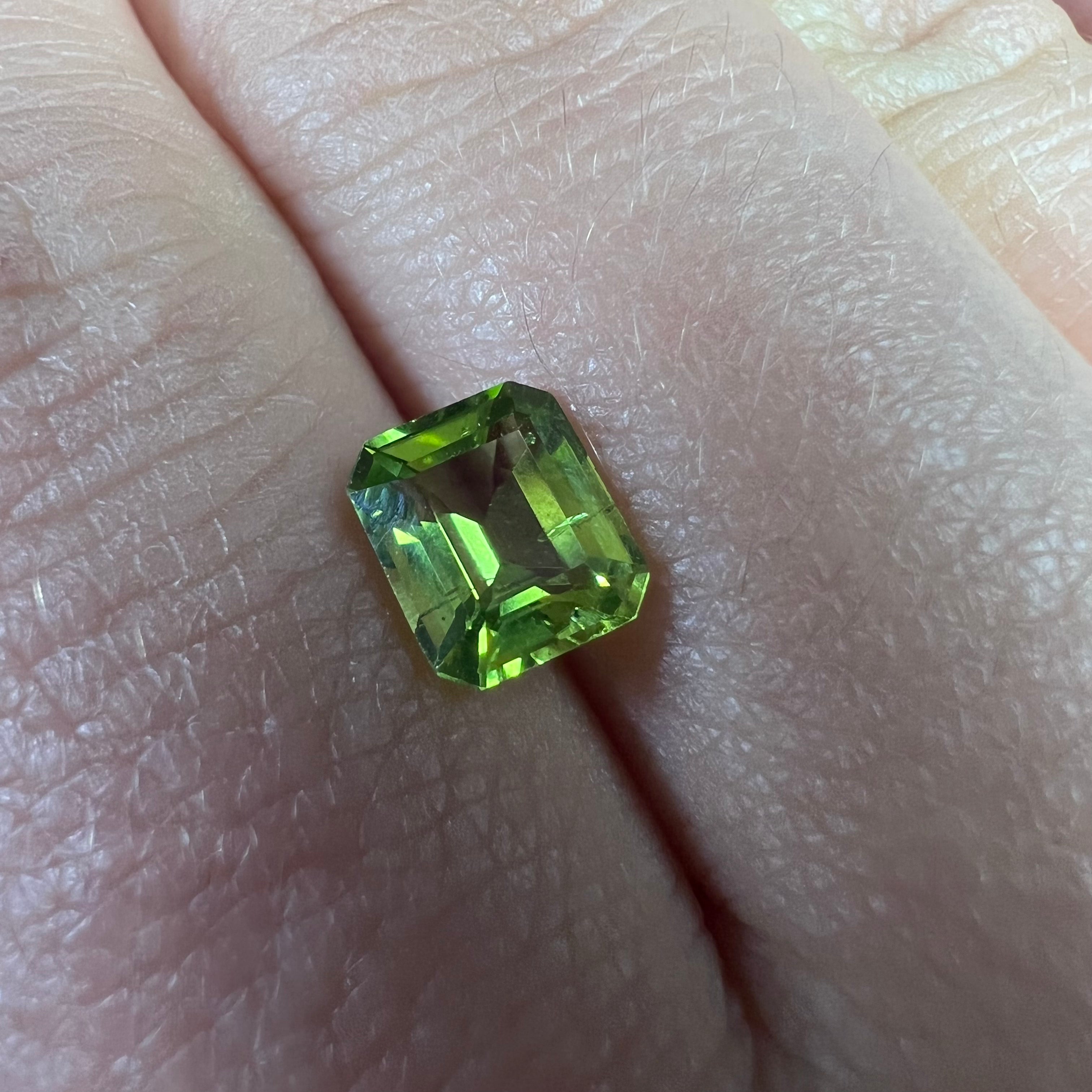 1.43CTW Loose Natural Emerald Cut Peridot 7.25x6.17x3.77mm Earth mined Gemstone