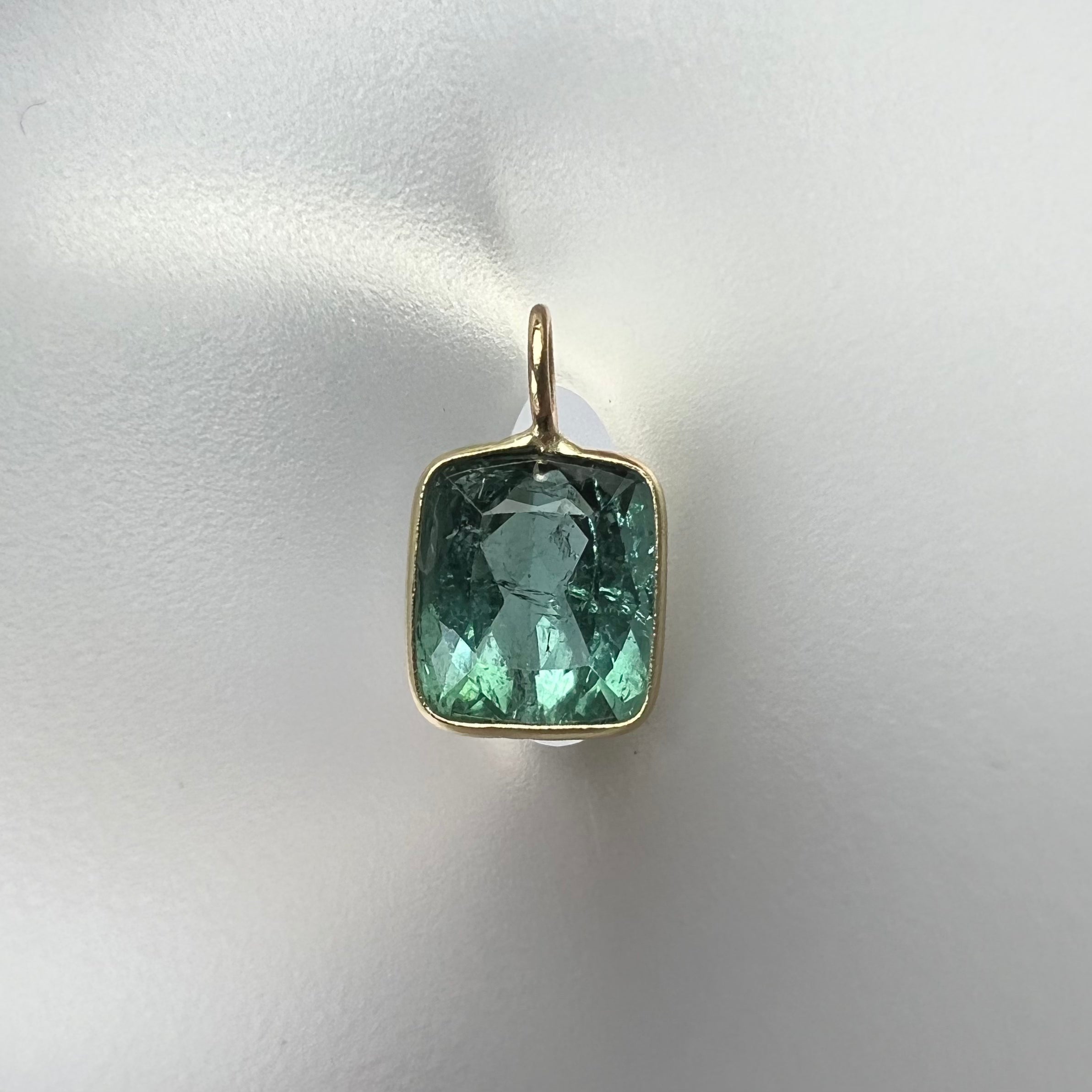 3CT Natural Cushion Tourmaline 14K Yellow Gold Pendant Charm 13x8mm