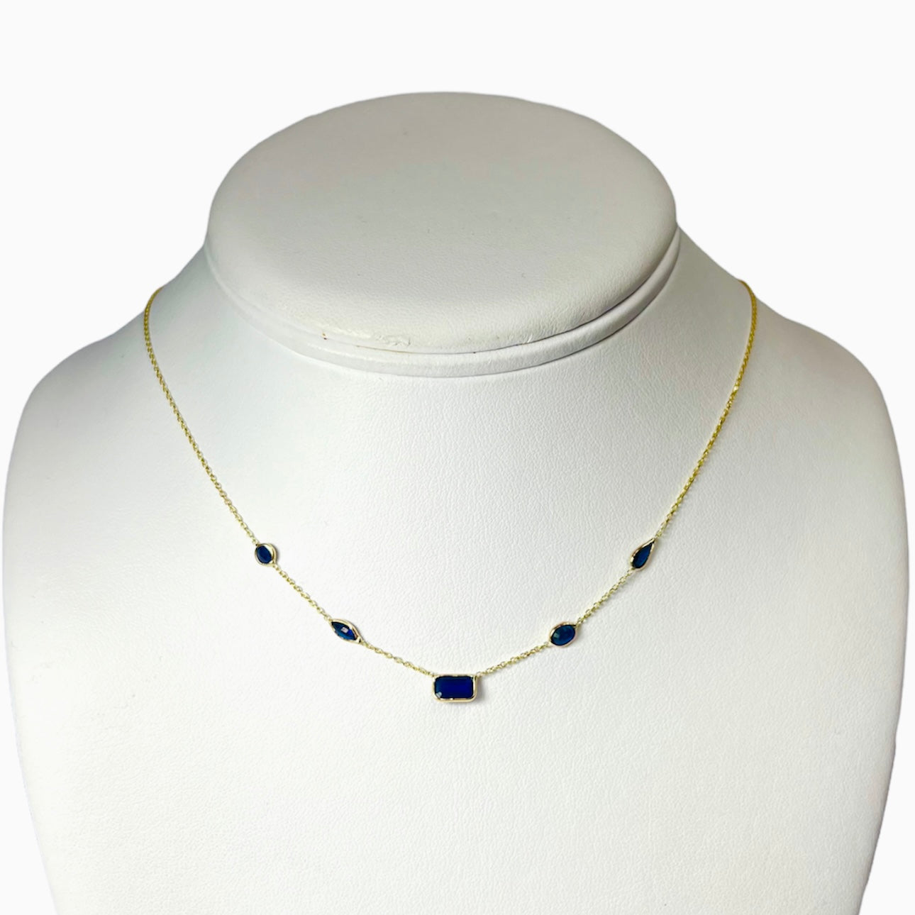 Assorted Sapphire By The Yard 16" 14k Yellow Gold Necklace
