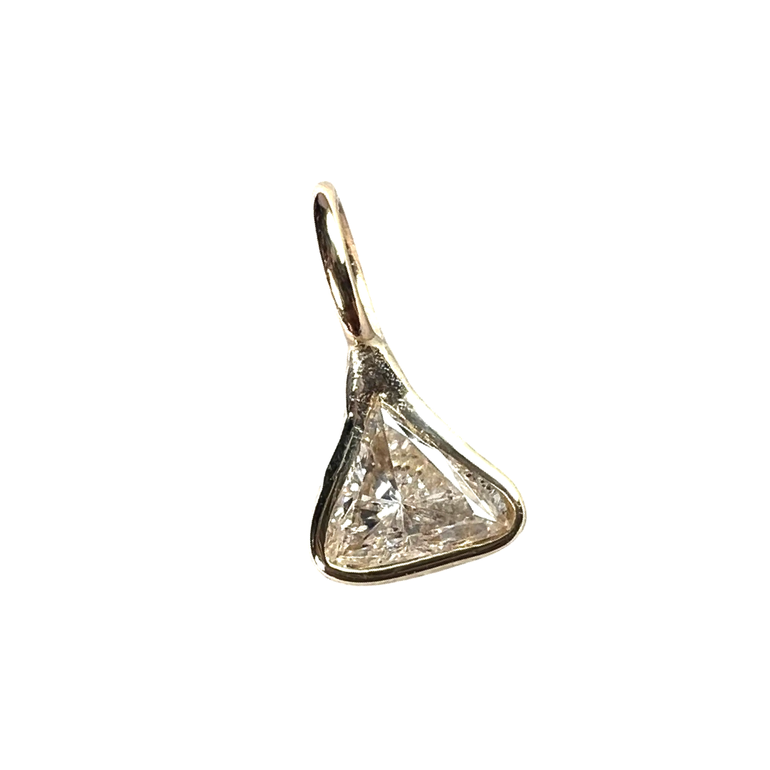 .16ct Trillion Cut Dimond Charm 14K Yellow Gold