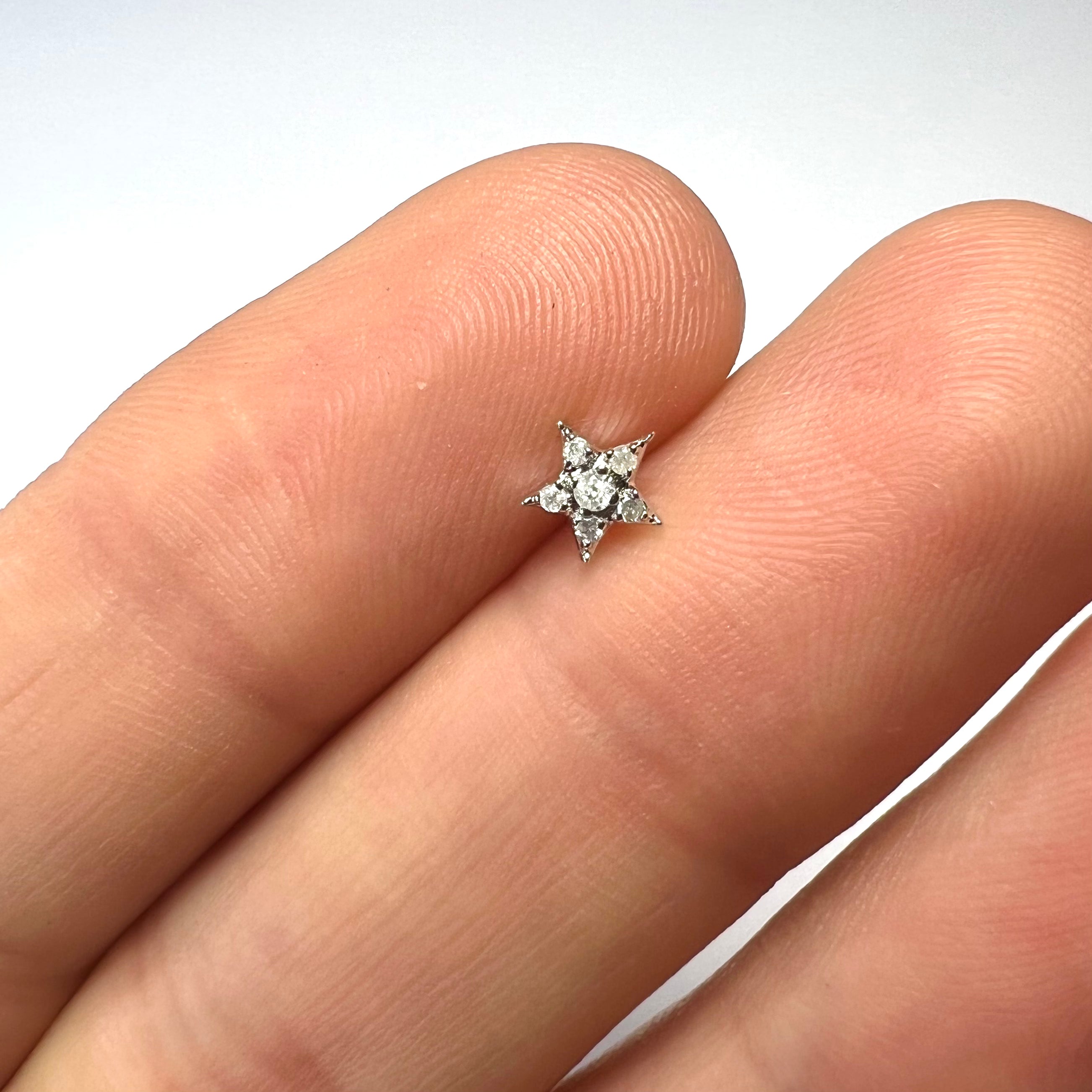 Celestial 14K White Gold Diamond Star Single Earring Stud 5mm