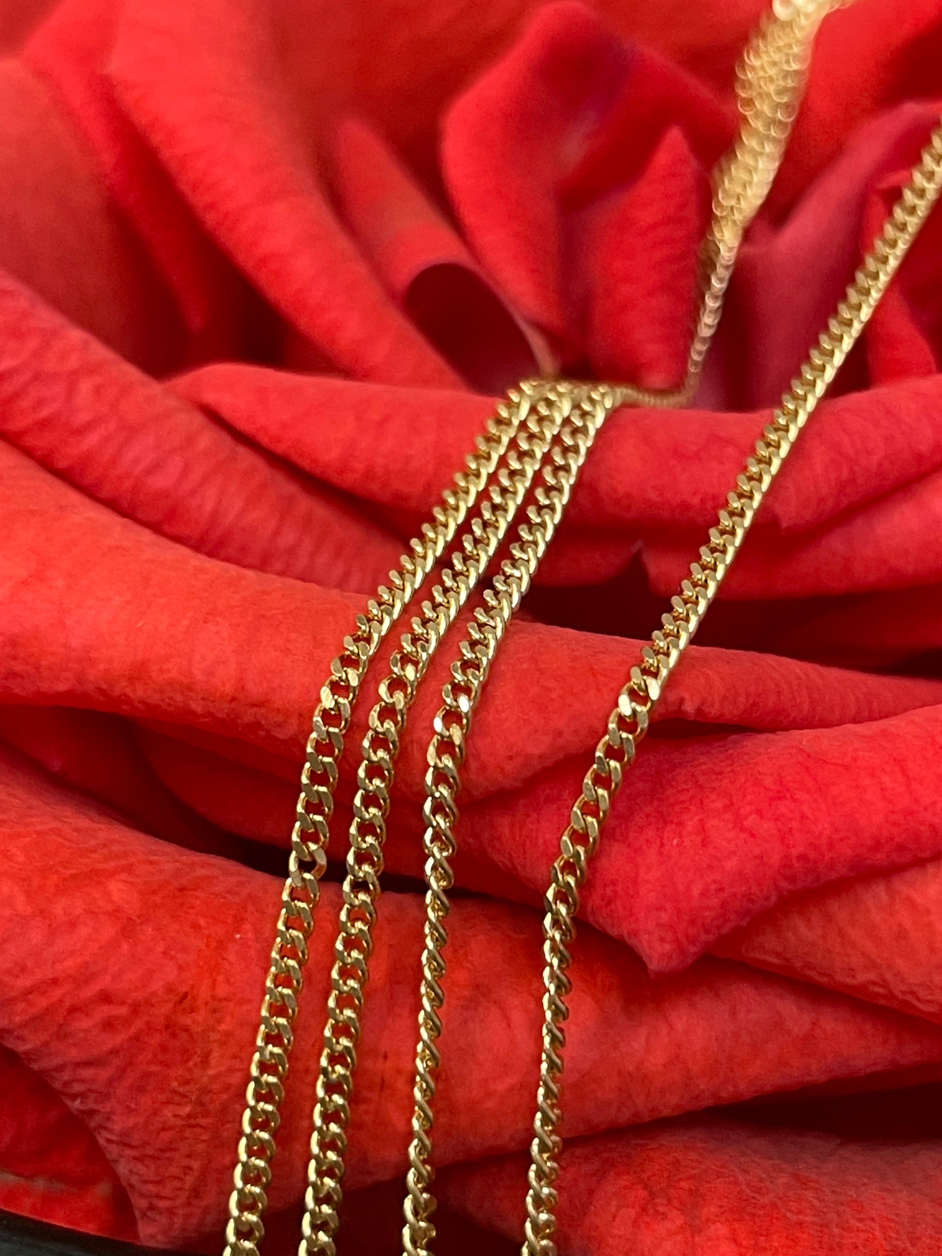20” 1mm Solid 14K Yellow Gold Curb Chain Necklace