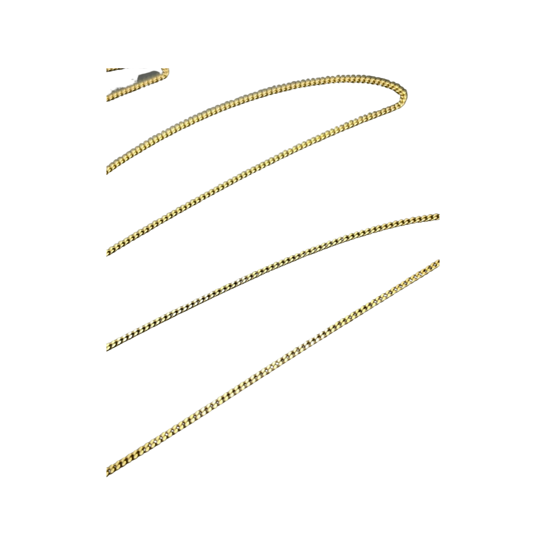 20” 1mm Solid 14K Yellow Gold Curb Chain Necklace