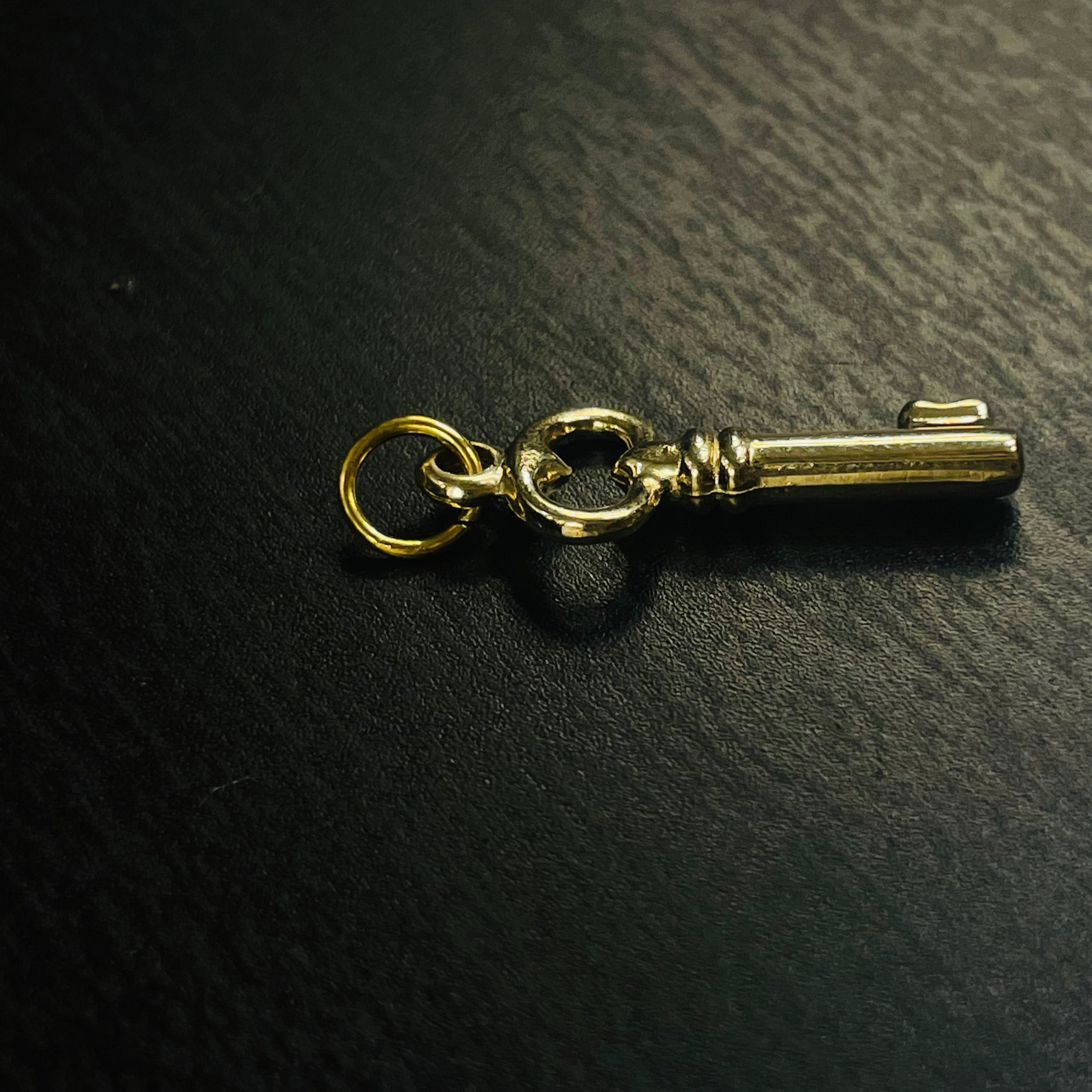 14K Yellow Gold Skeleton Key Charm